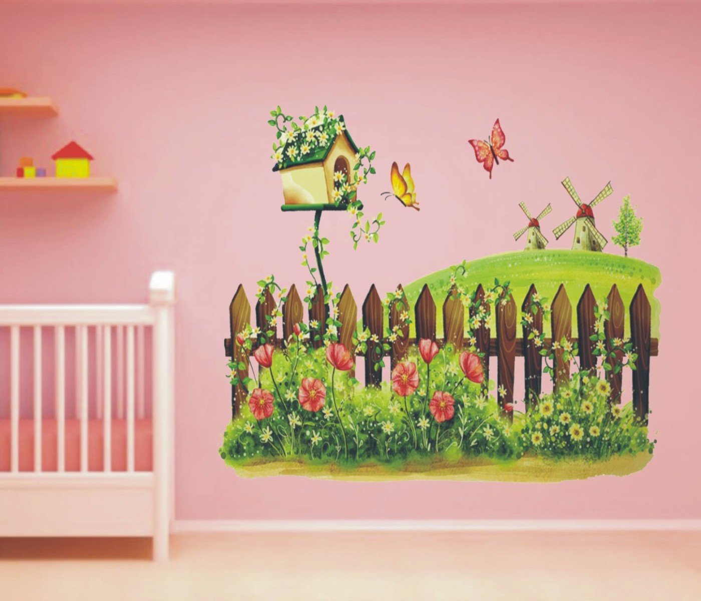 Hut with Grass and Butterfly, Wall Sticker, 3D, SelfAdhesive, Peel and Stick, PVC Vinyl, Easy to use, Multicolor Size 59 cm X 47 cm, Pack of 1, Brand Jump up (B077L82MS5) Amazon Price History, Amazon Price Tracker