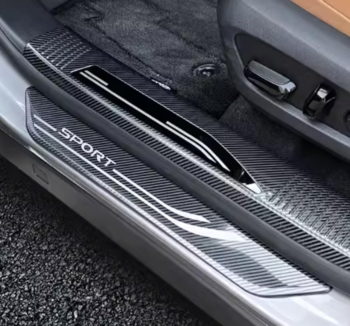 JIEOSDIN Car Accessories Outside Door Sill Scuff Plate Guard Cover Trims Compatible with Lexus New RX RX350 RX350h RX500h F Sport 2023 (Carbon Fiber) 4PCS Stainless Steel