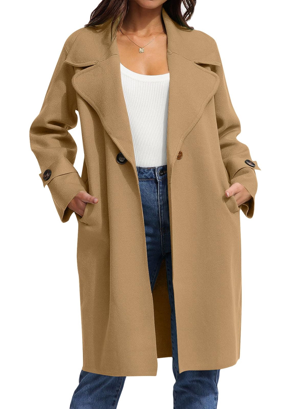 LILLUSORYWomen's Long Cardigan Sweaters Trendy Oversized 2023 Coatigan Knit Fall Jacket Warm Winter Coat