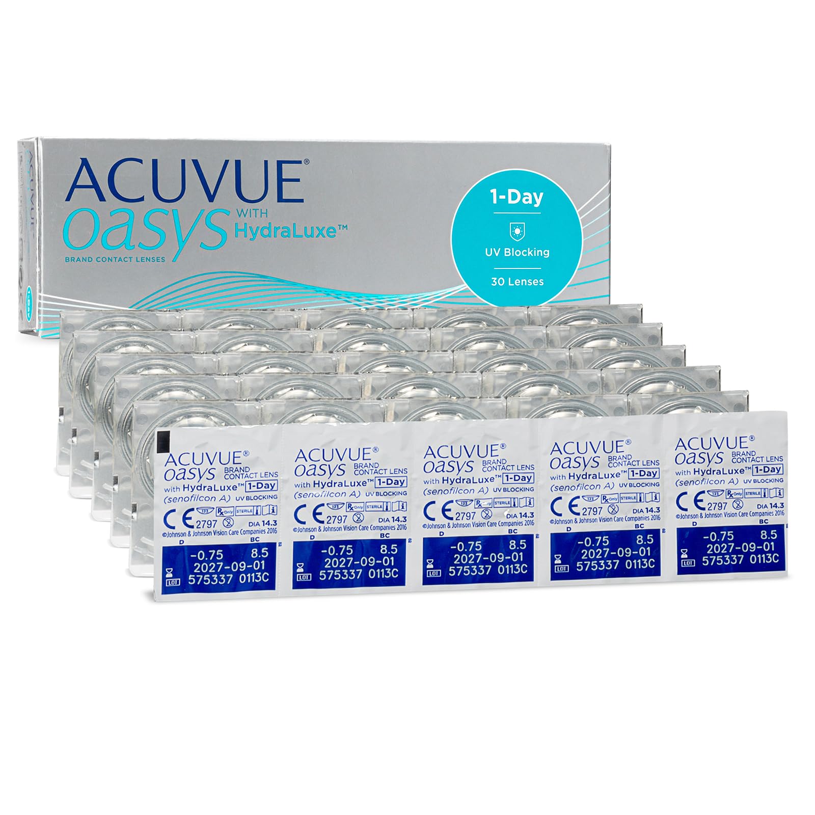 ACUVUE® OASYS 1-​DAY con tecnología HydraLuxe™ - Reemplazo Diario - protección UV - 30 lentes