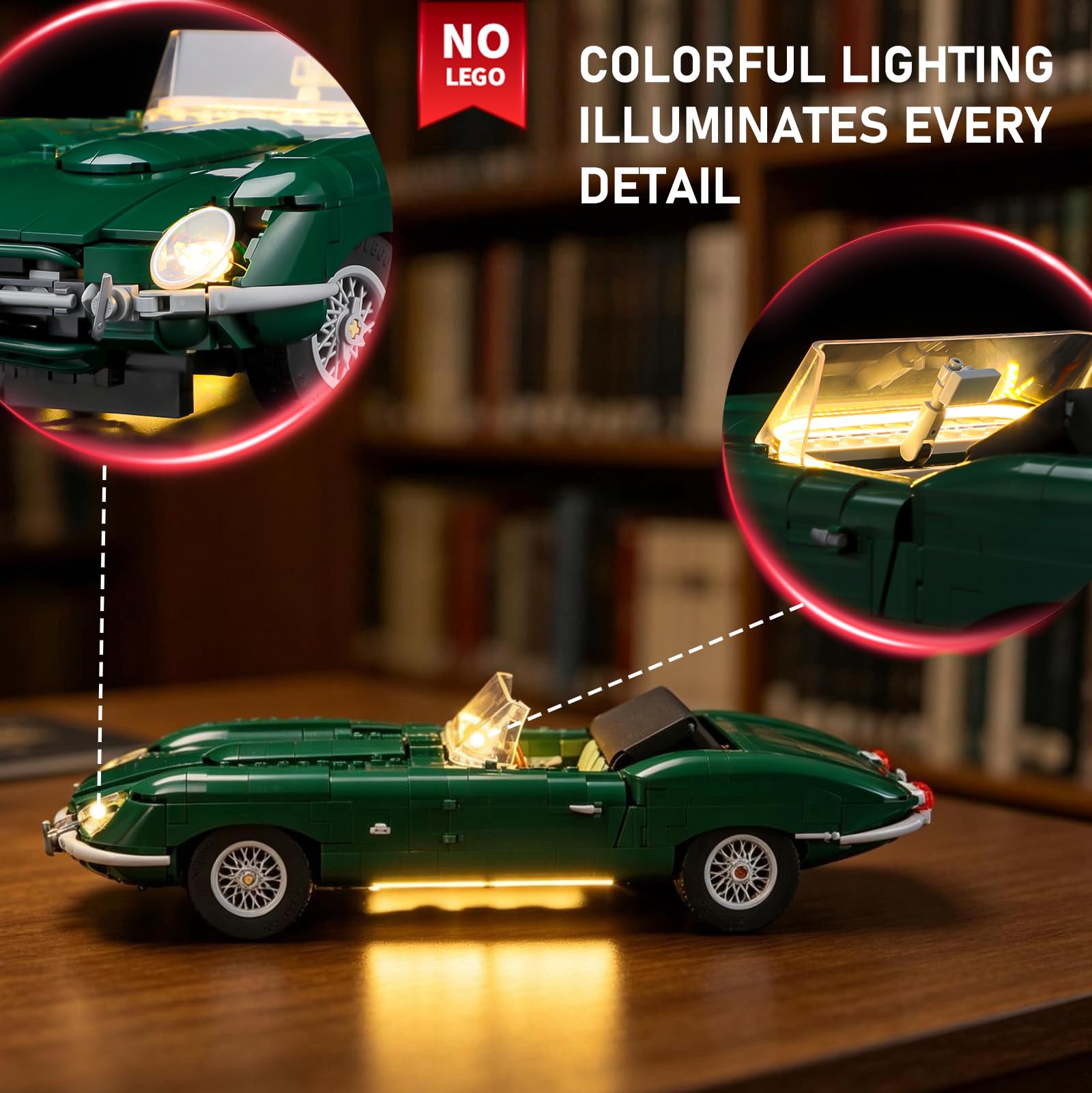 BRIKSMAX Zestaw oświetlenia LED do Lego 11381 Jaguar E-Type - kompatybilny z Lego Icons Model klocków - nie zawiera zestawu Lego