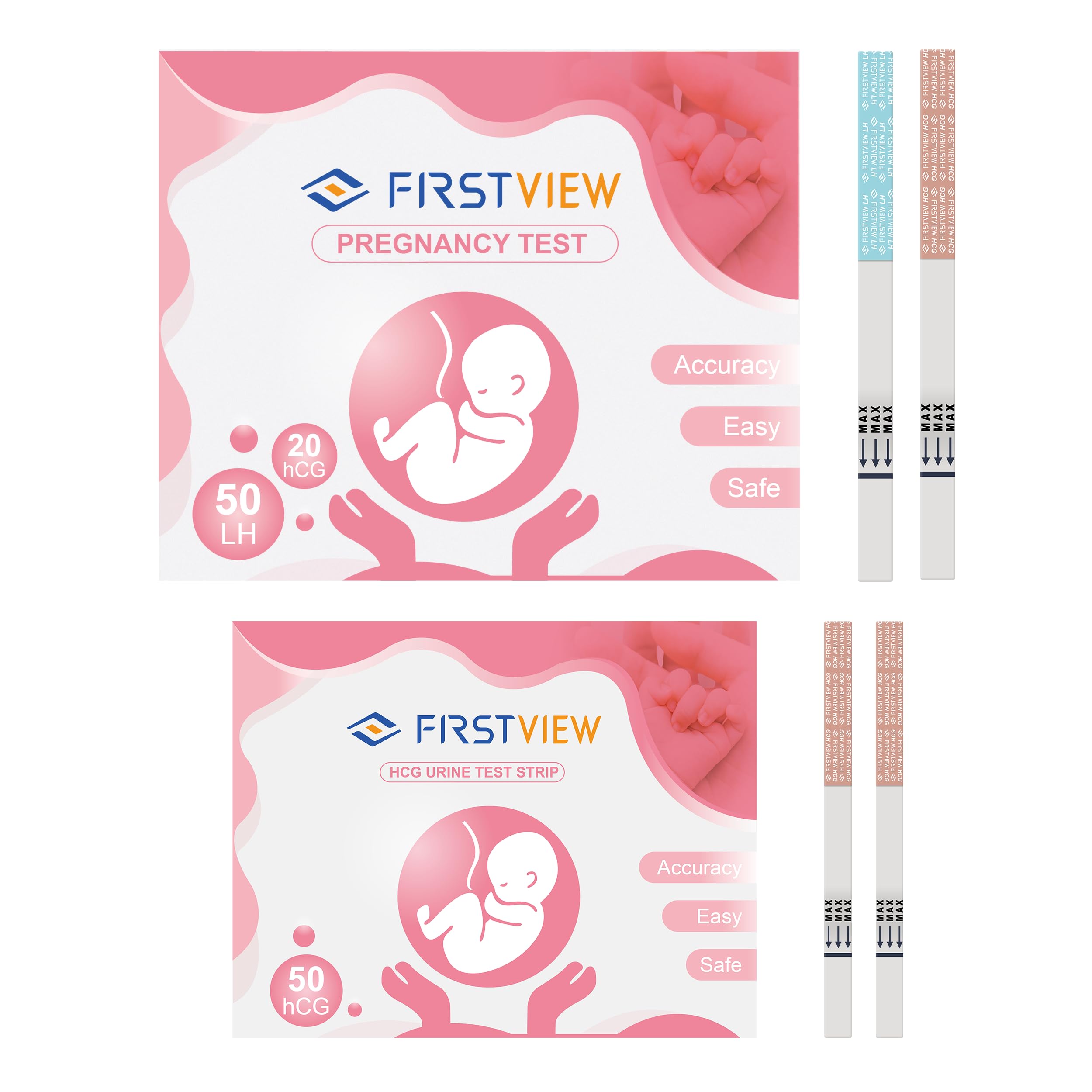 50 Ovulation Test Strips and 20 Pregnancy Test Strips Combo Kit, (50 LH + 20 HCG),50 Pack of Pregnancy Test Strips(HCG)