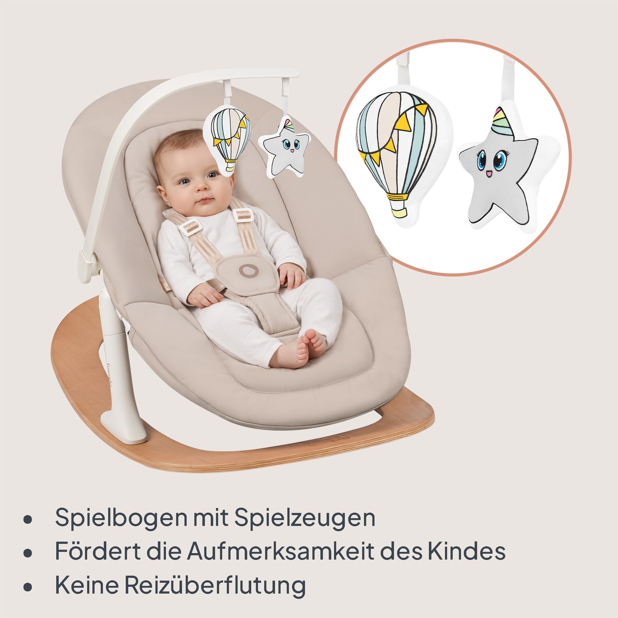 Lionelo Celia Holzhochstuhl zum Füttern, Wächst mit dem Kind