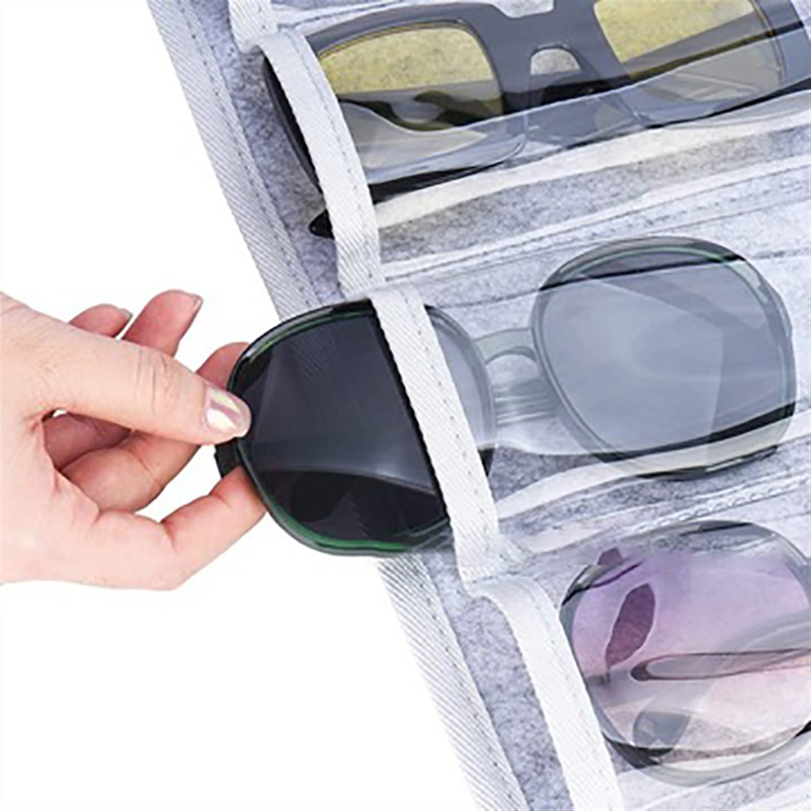 GLigeT Brillenständer 16 Slots Sonnenbrille Organizer Hängende Wand Brille Halter Lagerung Display Pocket Wall Stand Organizer Holder Sonnenbrillenständer(Dark Gray)