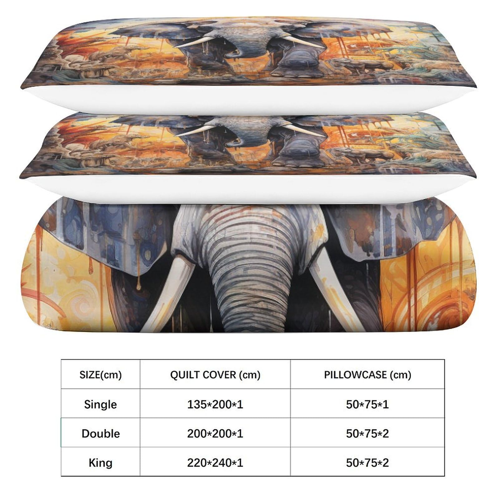 Tier-Bettwäsche-Set, 3D-Druck, Bettbezug-Set mit Kissenbezug, Heimtextilien, Doppelbett (200 x 200 cm)