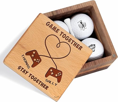 Regalo de golf personalizado para hombres y mujeres, juego de golf personalizado con bonitas bolas y caja de madera de lujo, ideas de regalo únicas