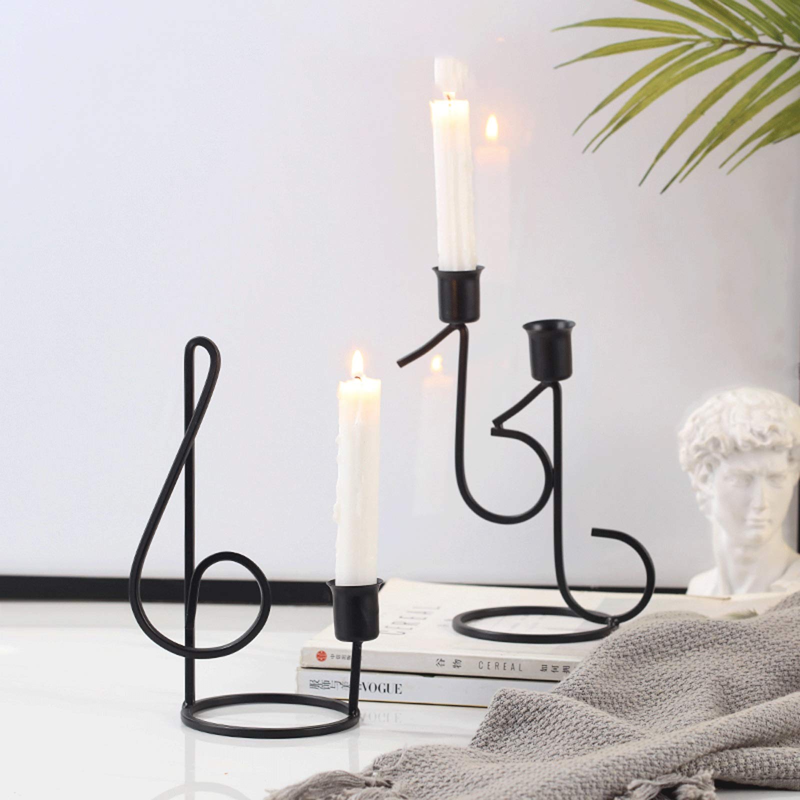 Kerzenständer, einzigartige Eisenkunst-Kerzenhalter, Kerzenhalter, Tafelaufsatz, Tisch, dekorativ, modern, Kerzenständer aus Metall, für Empfang, Candlelight, Abendessen (schwarz)