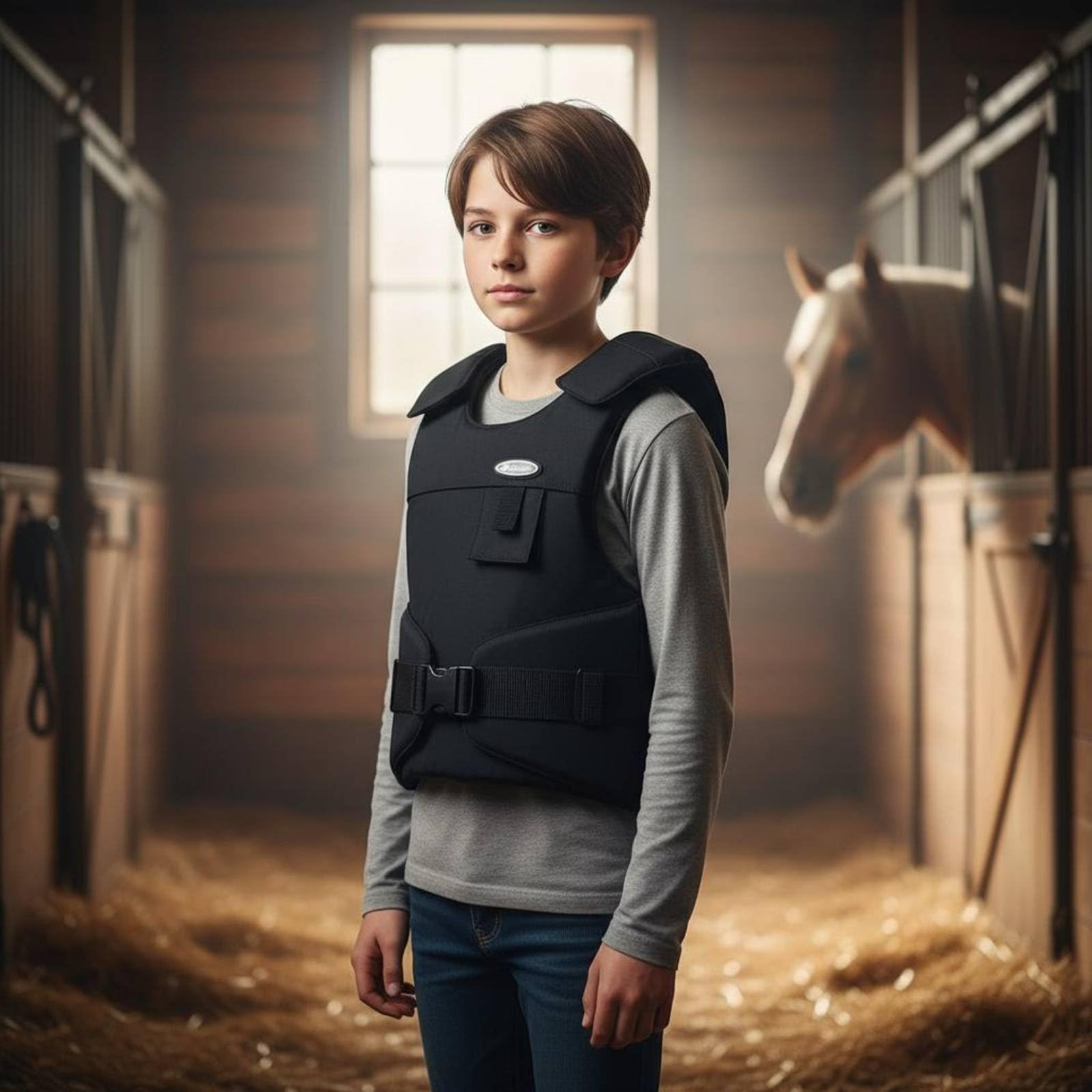 Chaleco de Equitación Infantil Protector Chaleco de Montar Protector Torácico Chaleco Acolchado Material de Poliéster Ligero Que Acompaña Ajuste, CS