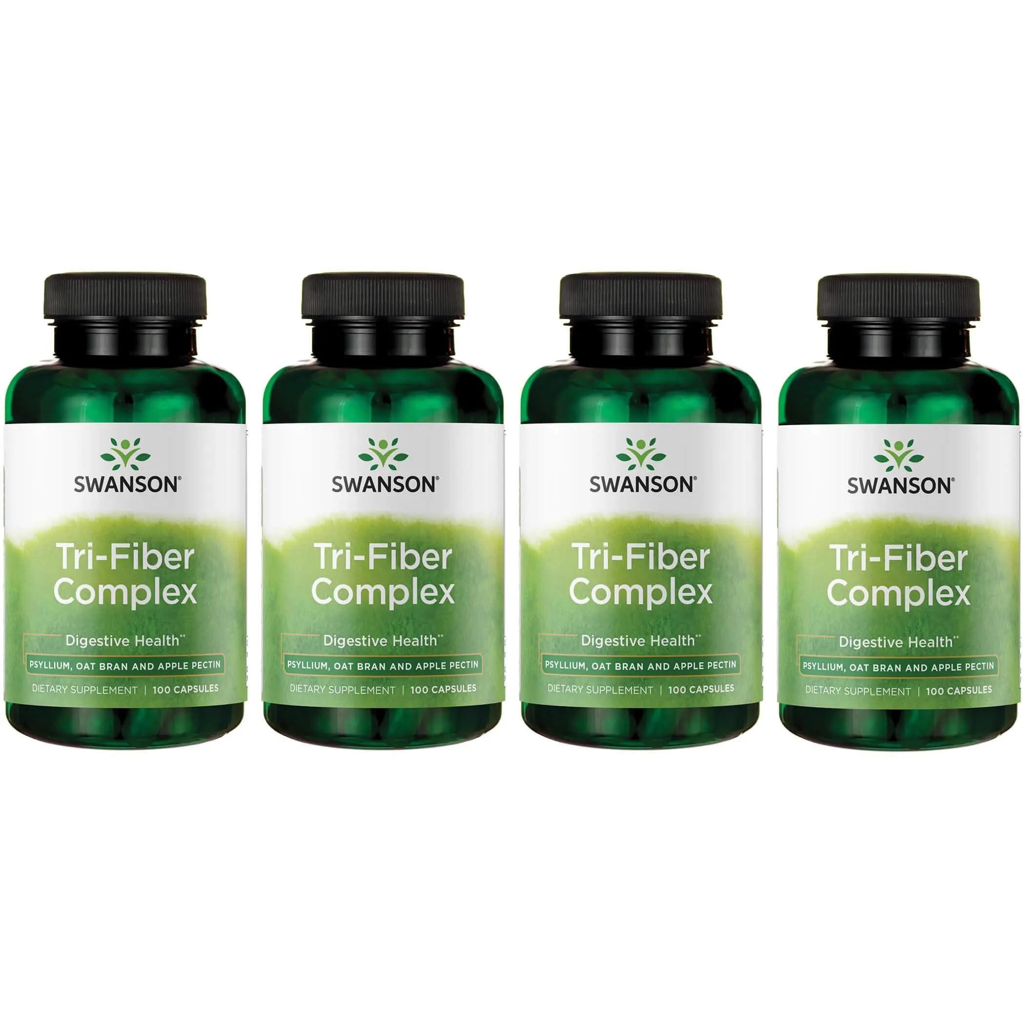 Swanson Tri-Fiber Complex Digestive Health, 100 Capsules, 4 Pack 100 Count (Pack of 4)