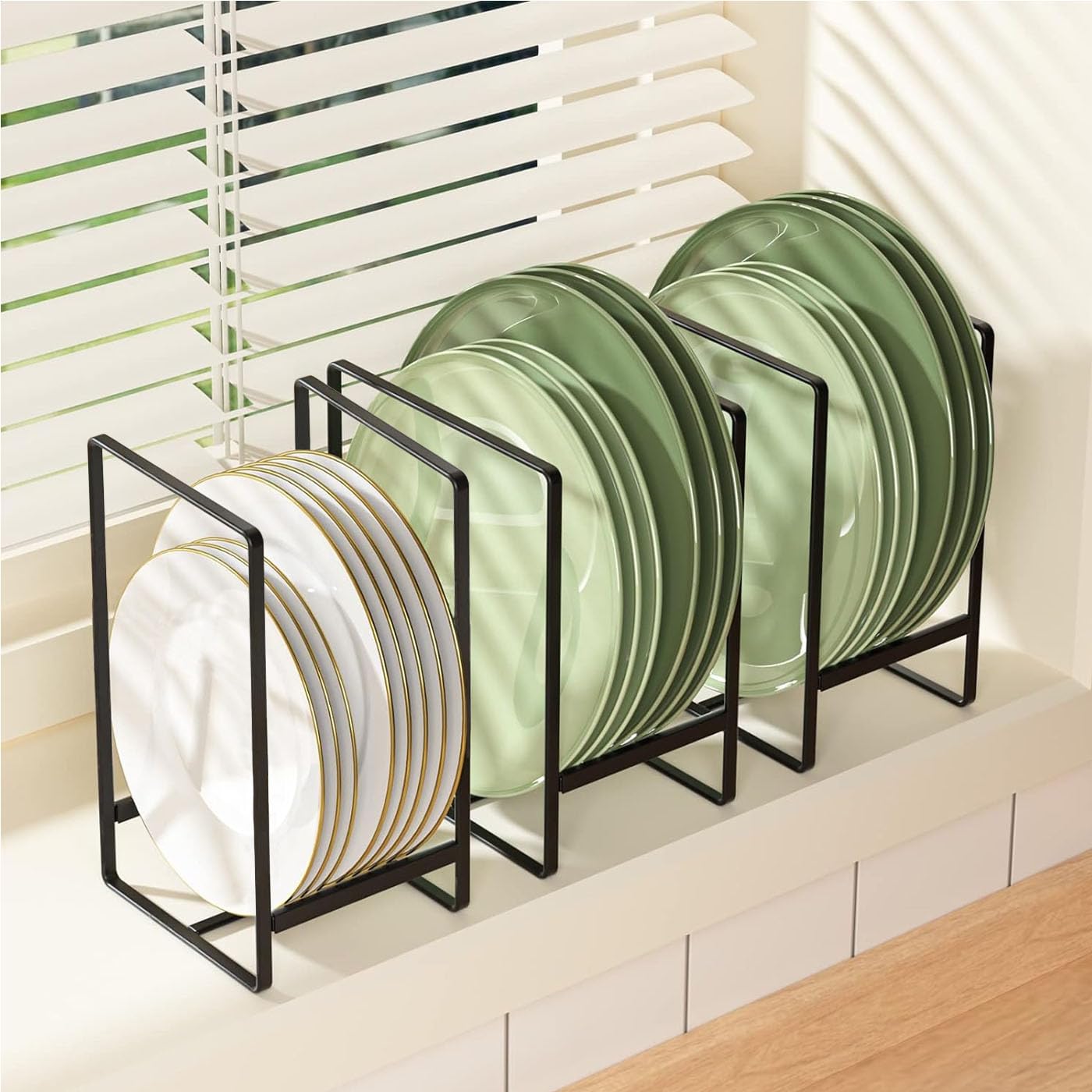 Scolapiatti – Rack scolapiatti verticale, organizer per piatti e piatti, supporto per piatti da cucina, salvaspazio, scaffale verticale per piano di