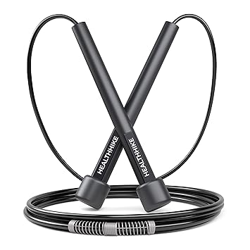 HealthHike Skipping Rope for Men & Women, Adjustable PVC Jumping Rope for Workout, Weight Loss Exercise, Gym, and Fitness Training, Tangle Free Rassi, Lightweight, Soft Sponge Handle - Pencil Black - image, photos