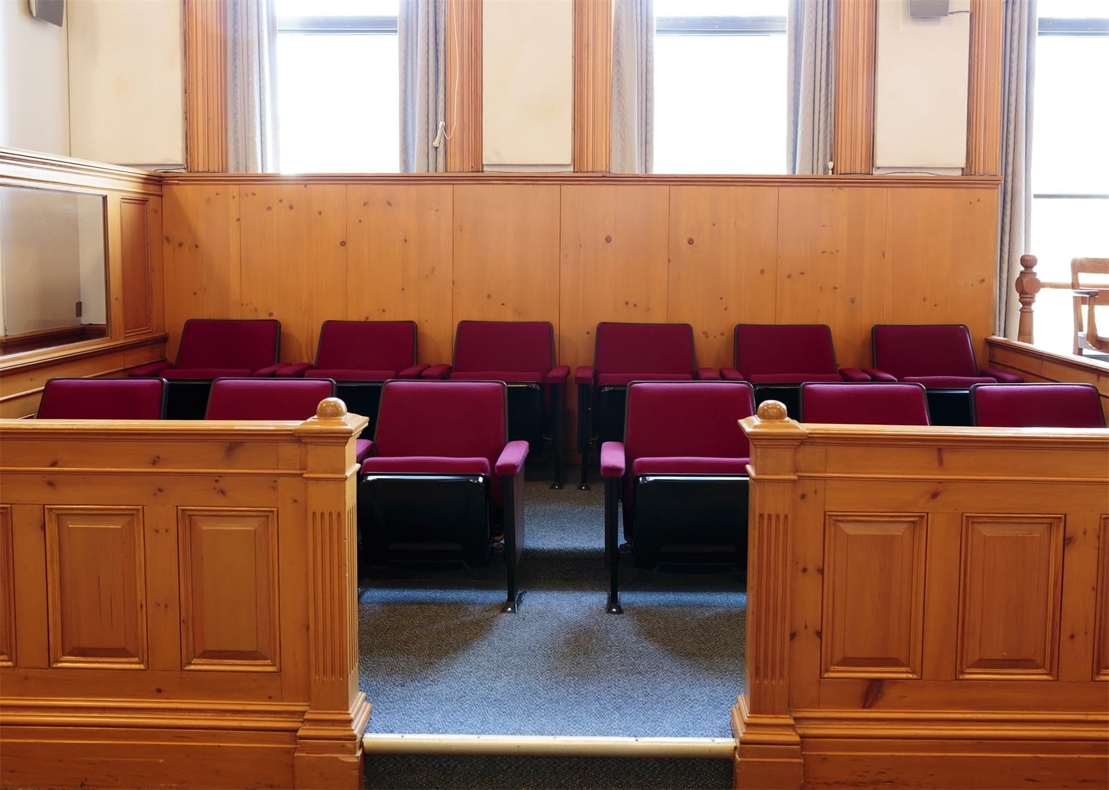 Loccor 6x4ft Fabric Courtroom Backdrop Interior Conference Room European Archiculture Courtroom Seats of The Jury Box Background Courtroom Party