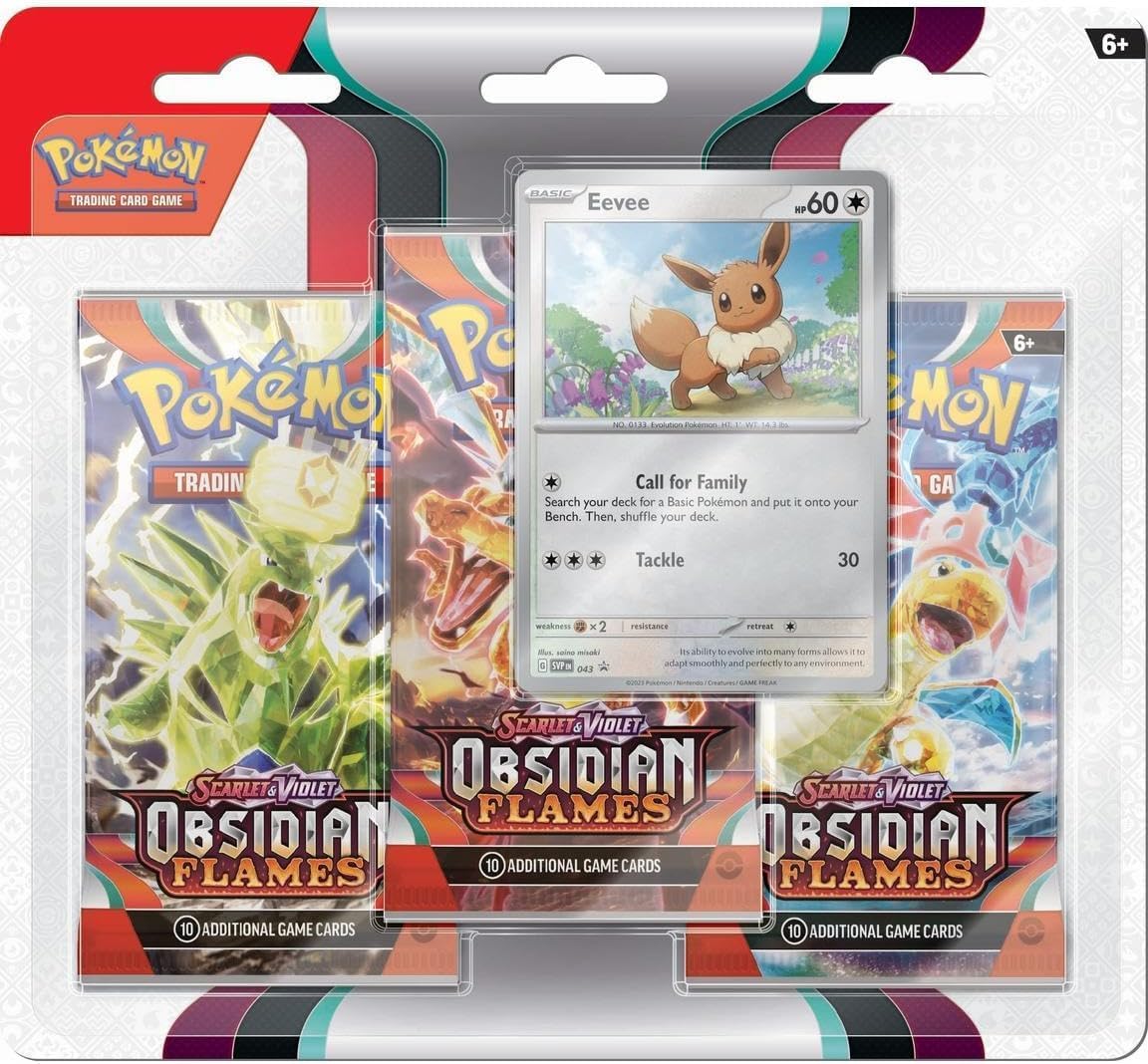 Pokemon TCG: Scarlet & Violet: SV03 Obsidian Flames: 3 Pack Booster Blister - Eevee
