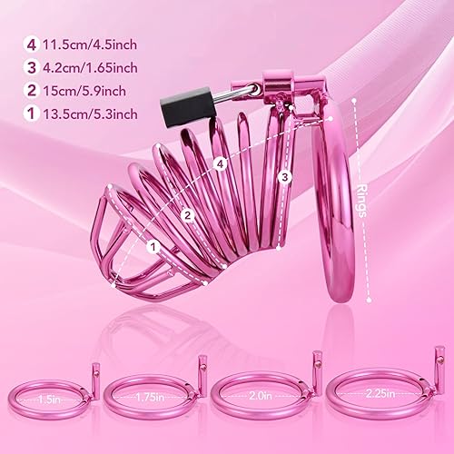 Miniatura 3 de UTIMI - Dispositivo de castidad de jaula para pene masculino, dispositivo de jaula de castidad de hierro con 4 anillos de tamaños activos, juguete