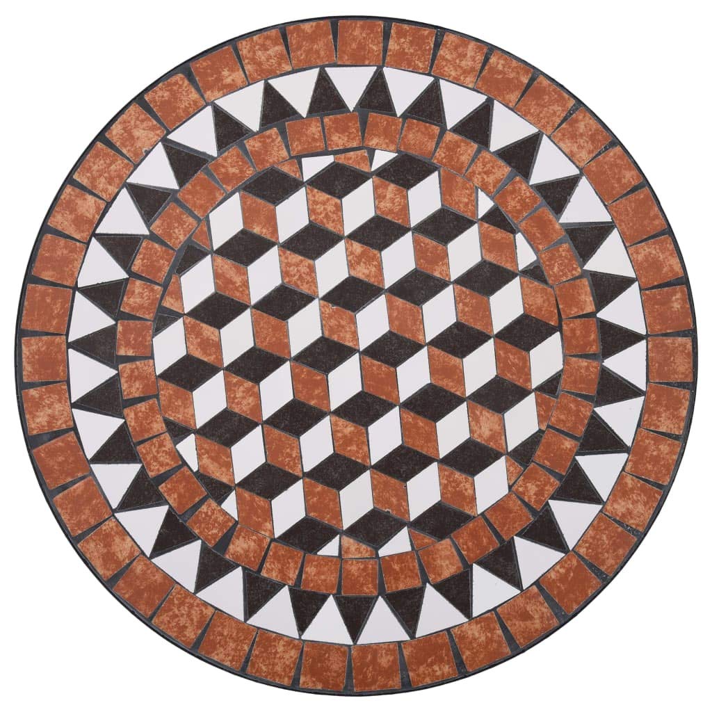 Tavolo da bistrot con mosaico in ceramica, marrone, 60 cm, resistente alle intemperie, pieghevole, per esterni, balcone, giardino, tavolino stabile, per campeggio e picnic