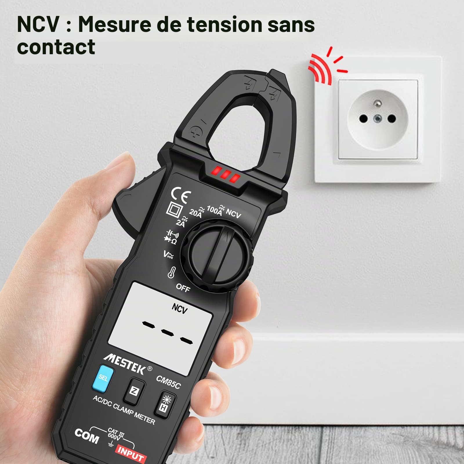 Pince Ampèremétrique Multimètre Numérique AC DC MESTEK Clamp Meter Autorange Électrique Ampèremètres Voltmètre Tester T-RMS Mesure Courant Température Continuité Tension Diode Résistance Capacité NCV