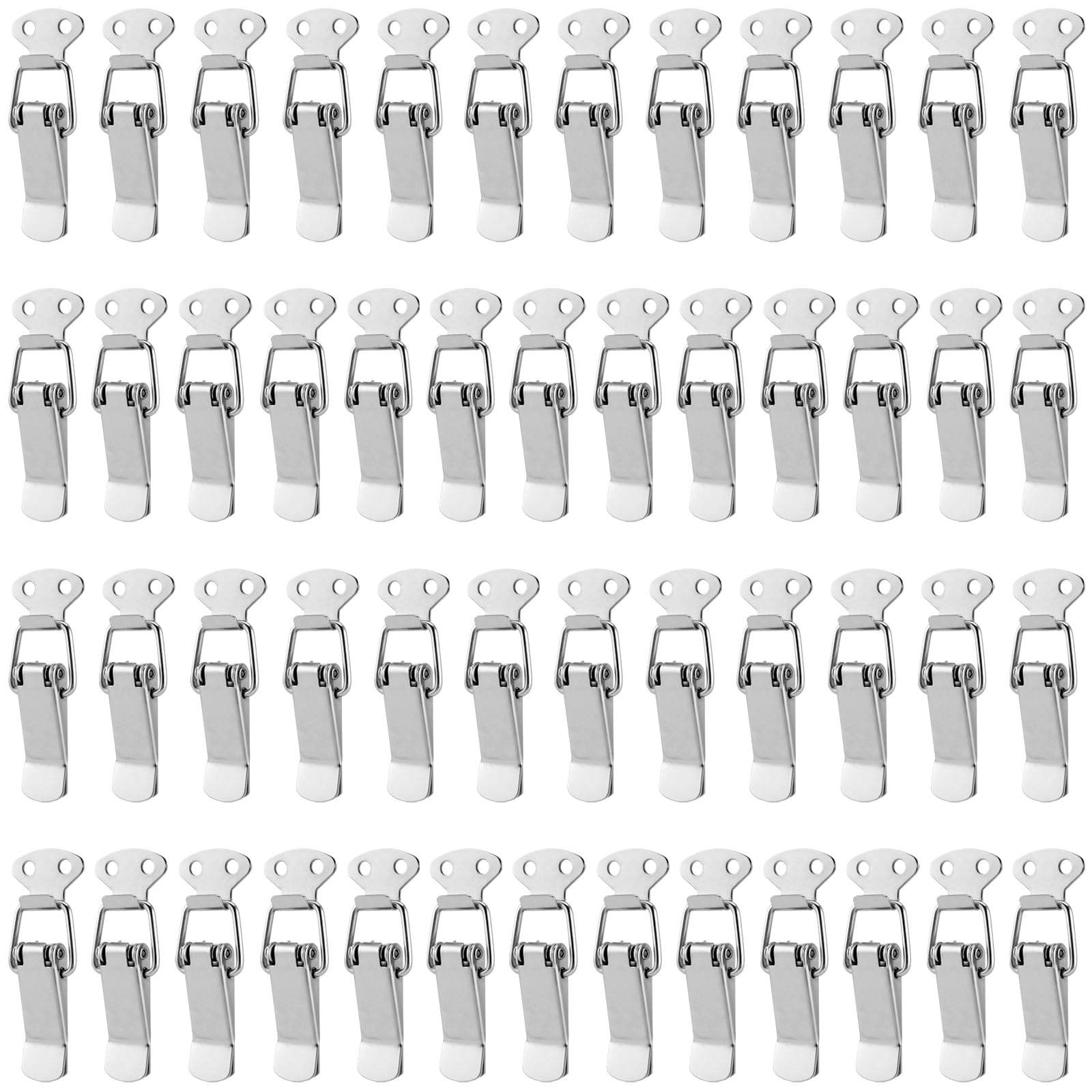 Funsuei Silver 50 Pcs Spring Loaded Toggle Latch Hasp, Catch Clamp Clips, Toggle Catch Latch Toggle Catch Lock For Toolbox, Case Box, Chest, Drawer, Cabinet