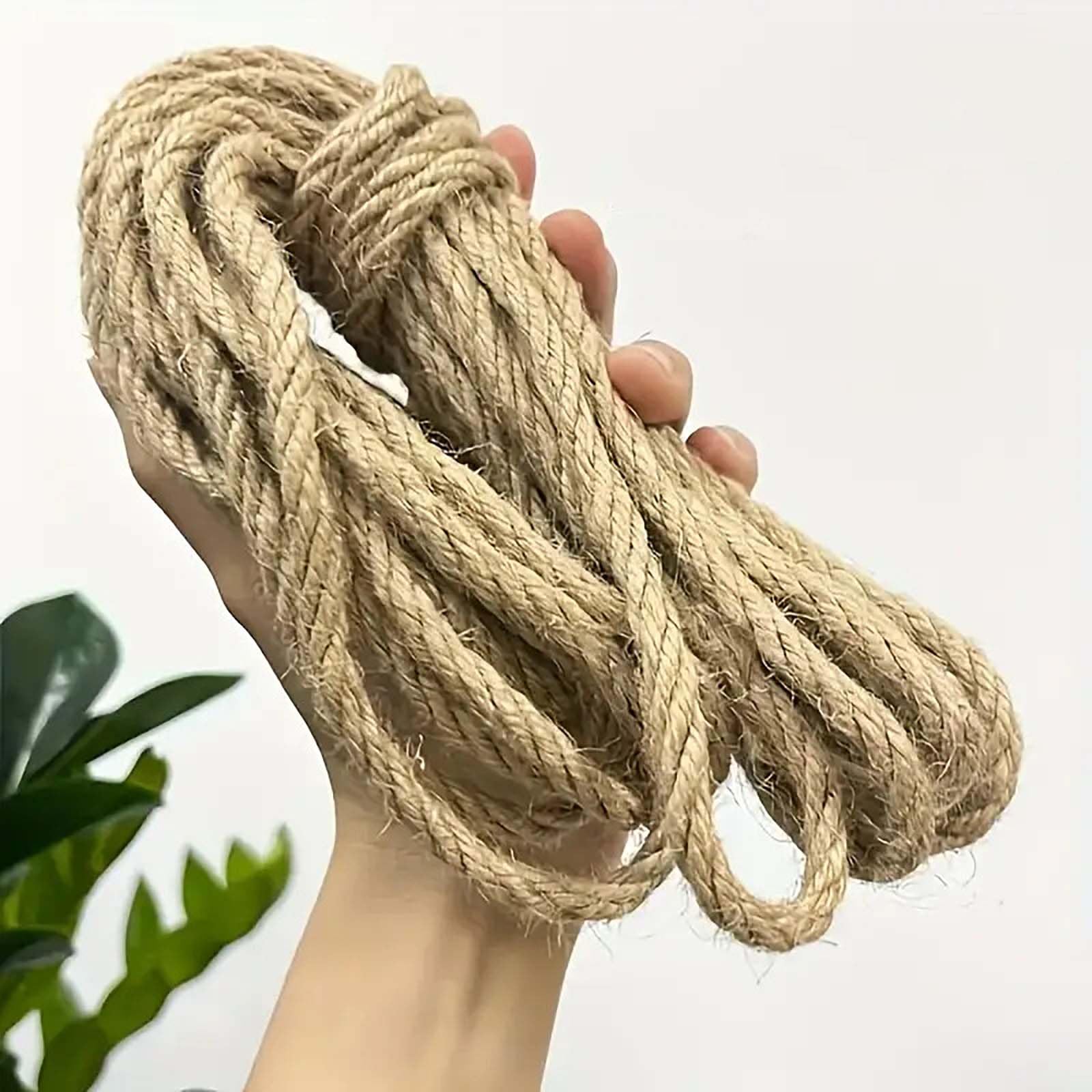 Cuerda de Yute Natural de 6 mm,Hilo de Arpillera de Cáñamo Hecho a Mano para Manualidades, Jardinería, Bricolaje,Tejido de Plantas,Envoltorio de Regalos,Embalaje y Agrupación,Decoración de (Size:180M)