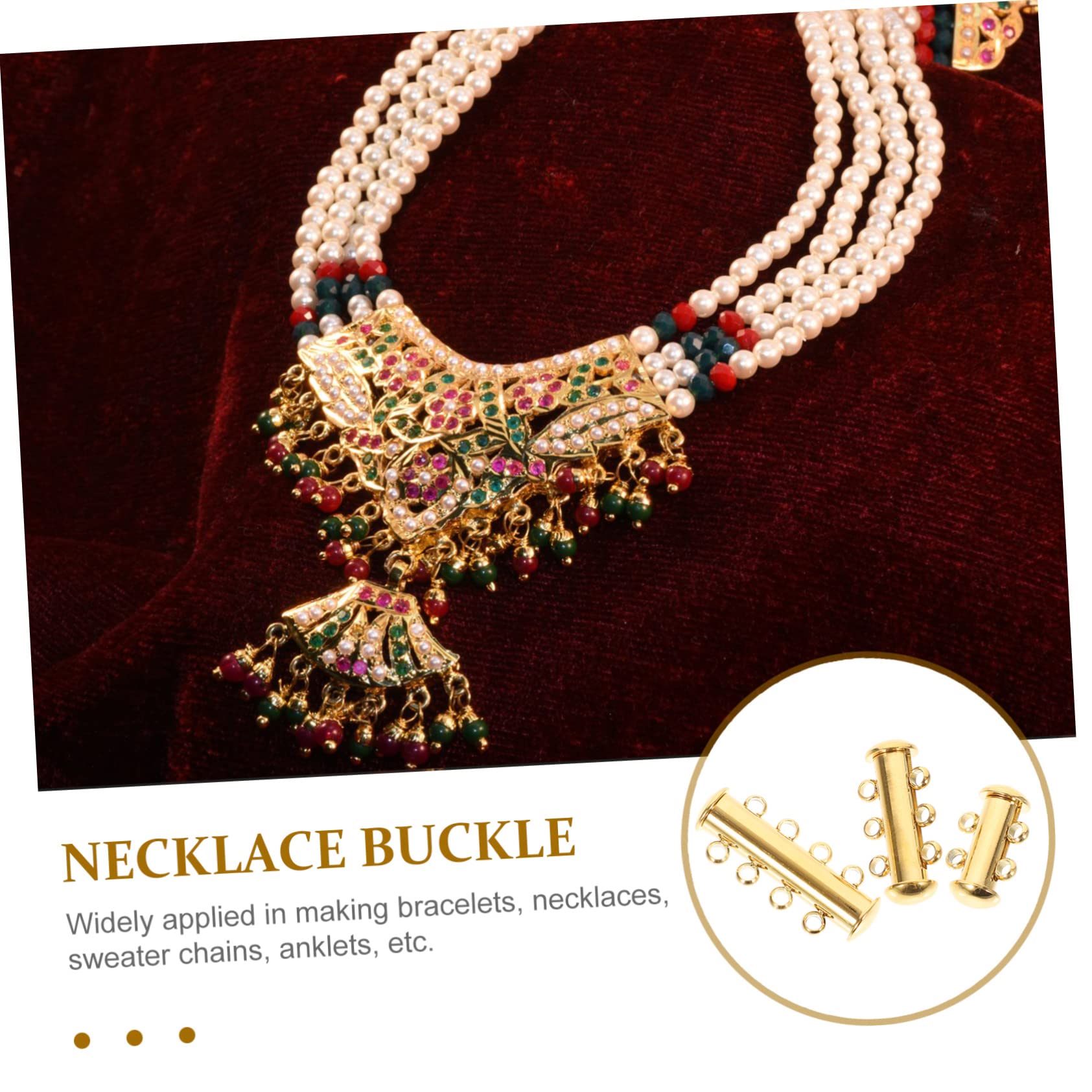 Lot De 3 Fermoirs En Acier Inoxydable Doré Pour Bijoux DIY - 2, 3 Et 4 Trous - Colliers Multi-Rangs