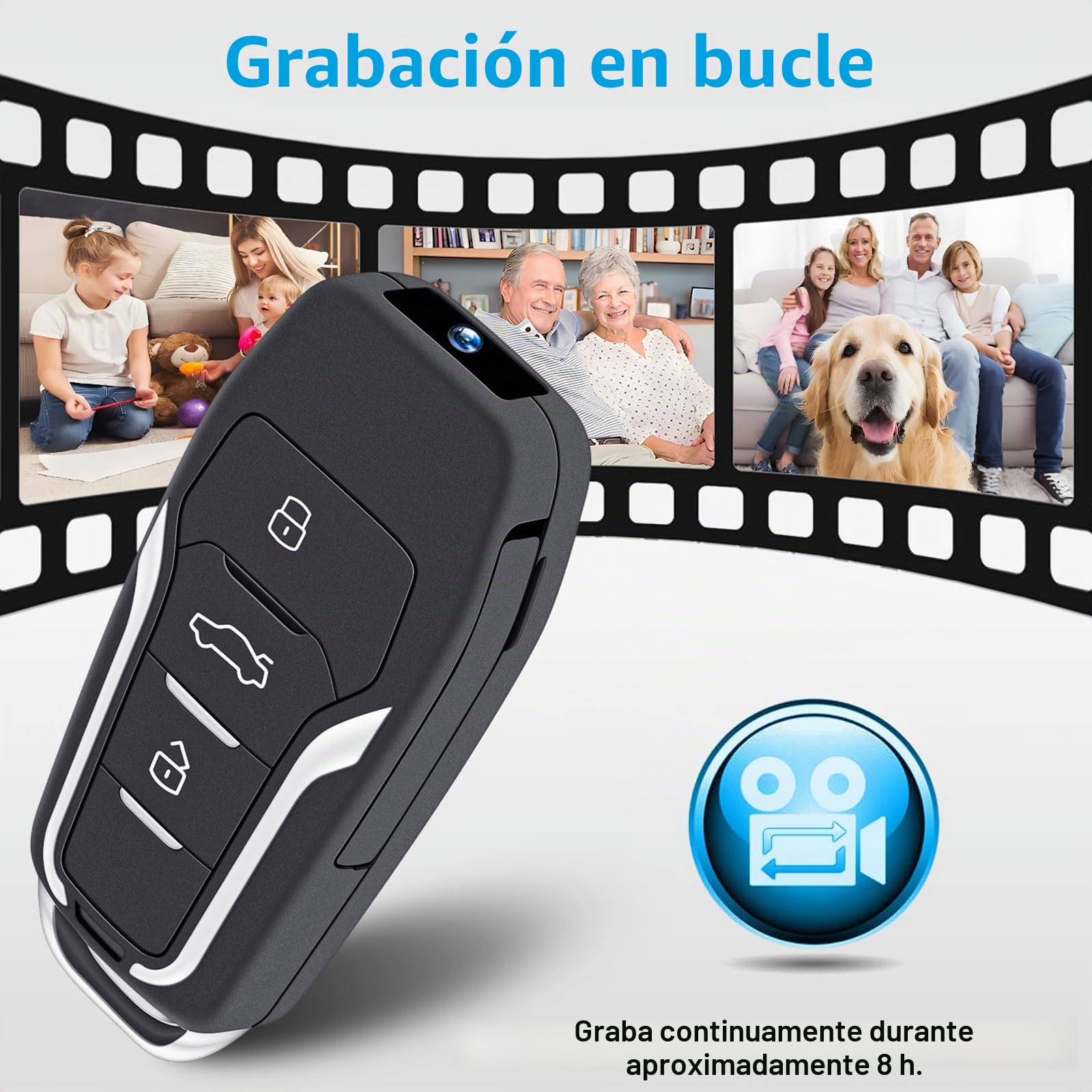 HGYGHO 64GB Mini Cámara Llave del Coche, Cámara de Vídeo Pequeña 1080P Portátil Mini Cámaras de Vigilancia Car Key, Micro Cámara de Seguridad con Detección de Movimiento para el Hogar