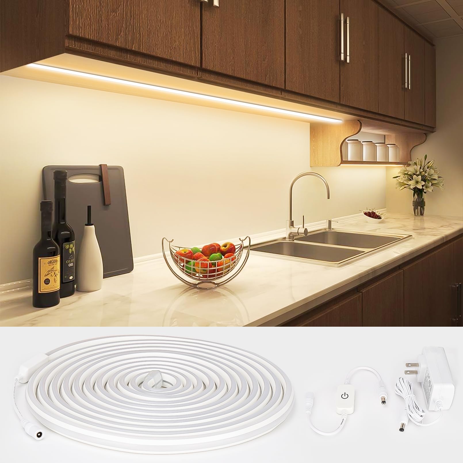 Lamomo Striscia LED 5m 12V Bianco Caldo 3000K - Impermeabile IP65, Silicone Flessibile Per Interni/Esterni, Illuminazione Indiretta - 2