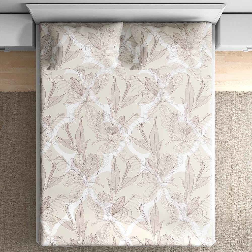 Wakefit Cotton Fitted Bedsheet | 160 TC Elastic Fitted Sheet, King Bed Bedsheet with 2 Pillow Covers | Mekko - 78x72 inches