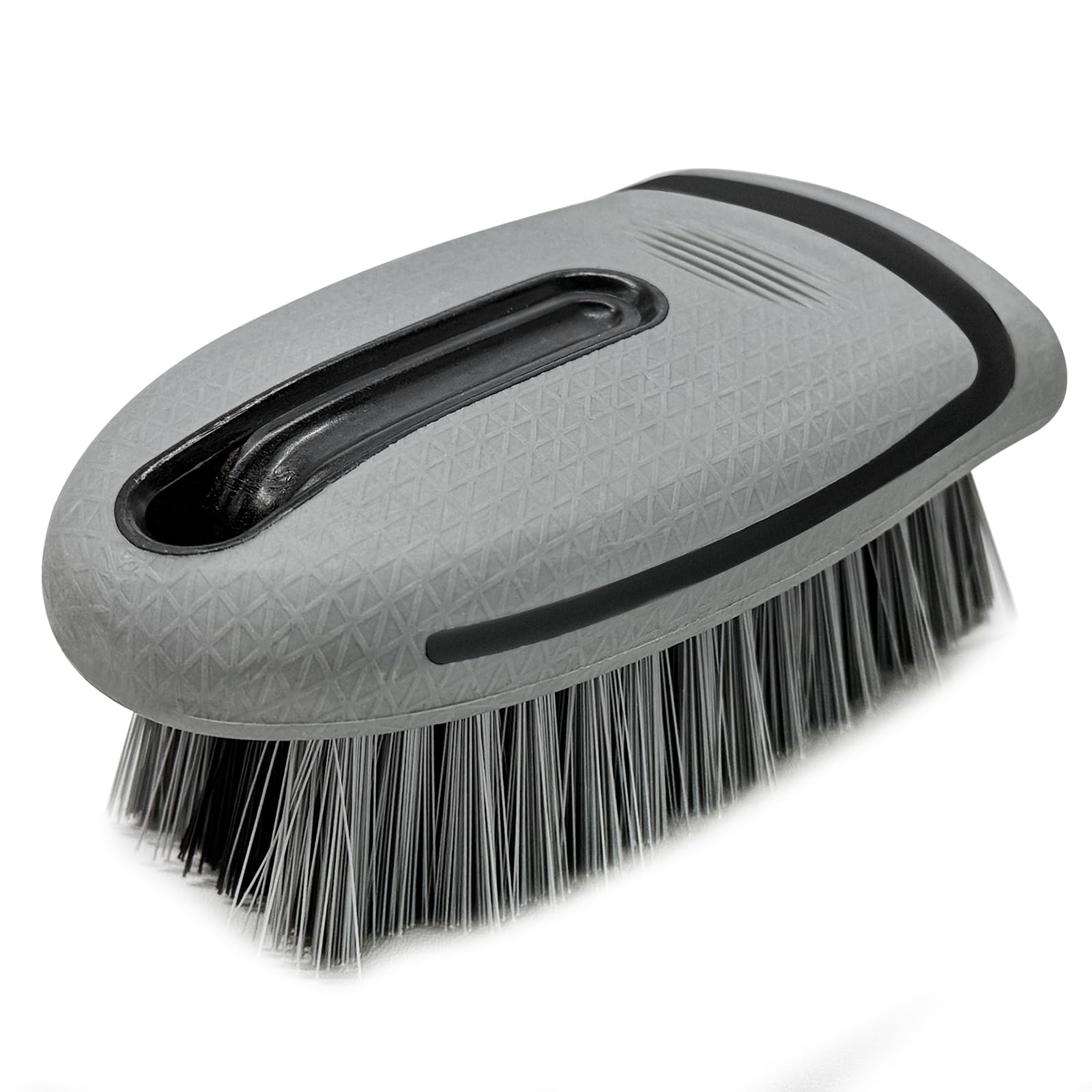 Carpet and Upholstery Cleaning Brush, Stiff Bristle Detailing Scrubber for Car Interior & Home, Portable Ergonomic Scrub Brushes for Floor Mat Carpet Leather Seat Couch (Gray)