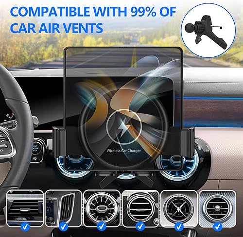 Miniatura 3 de Cargador de coche inalámbrico de tres bobinas de 20 W con ventilador de refrigeración, para Z Fold 5, carga rápida con sujeción automática para