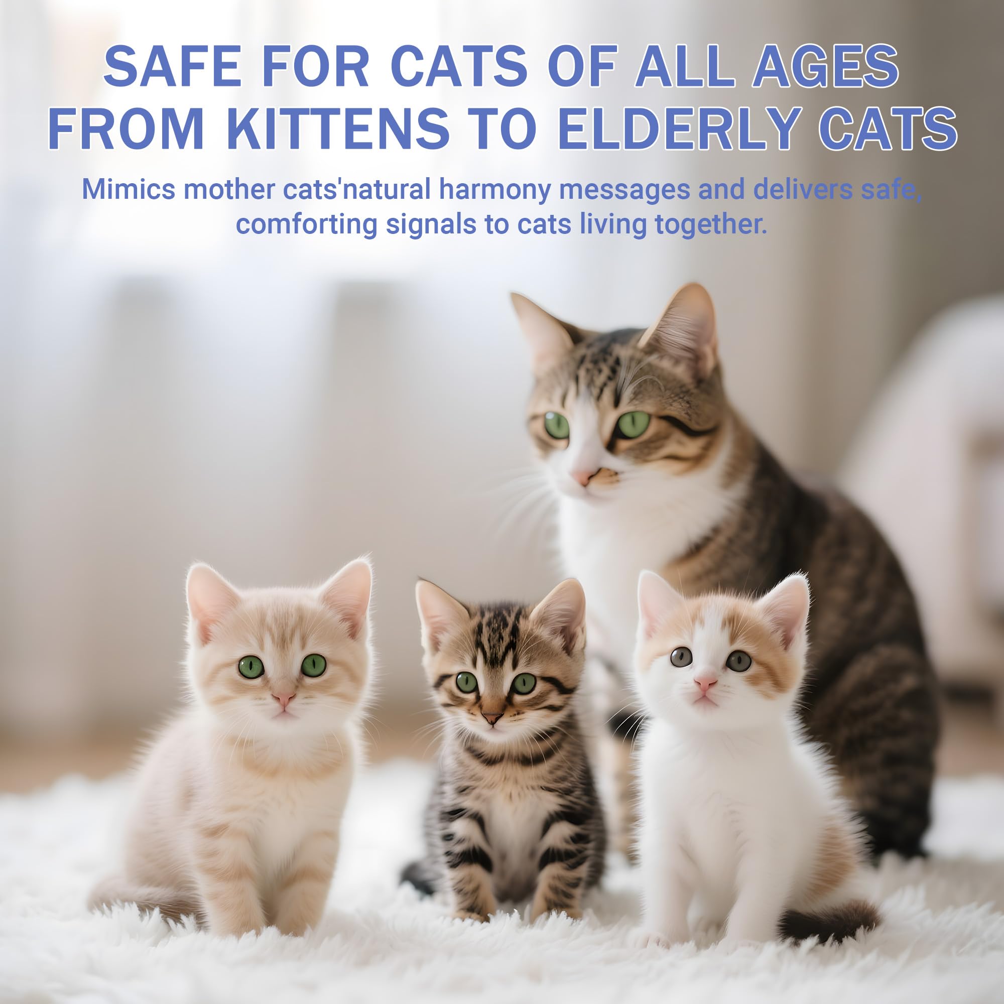 Cat Calming Diffuser Kit (1 Diffuser + 3 Refills, 48ml Each) Cat Pheromones Calming Diffuser for Multi-Cat Conflict, Urine Marking & Scratching - image 5