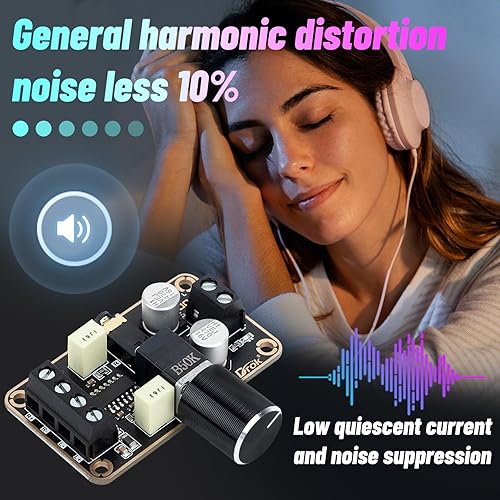 Miniatura 5 de Amplificador de audio de la marca DROK, súperpequeño, de 3 W + 3 W, CC 5 V, panel de amplificador de potencia digital, doble canal. Amplificadores