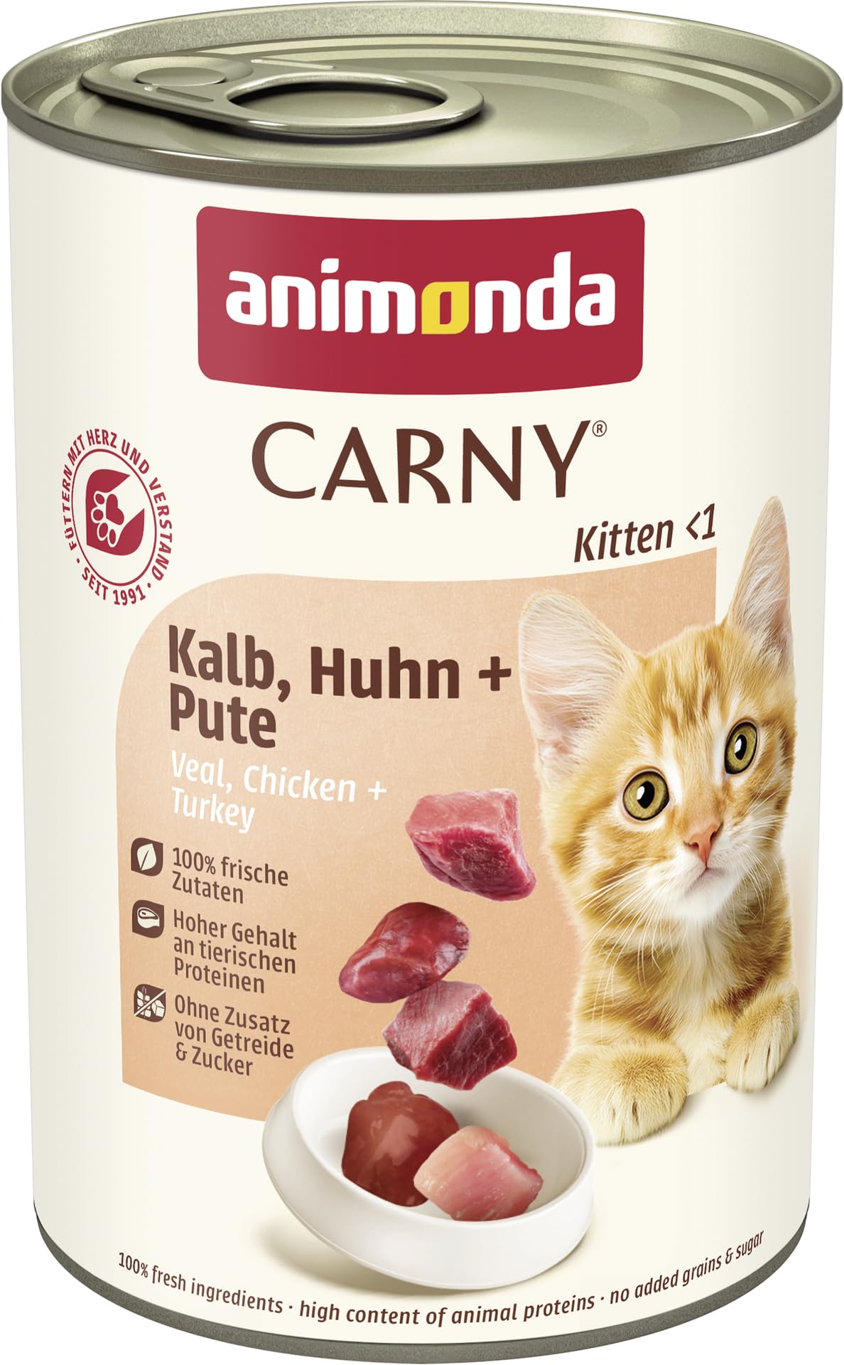 Animonda Carny Kitten Veal Chicken + Turkey 12x400gm, Brown