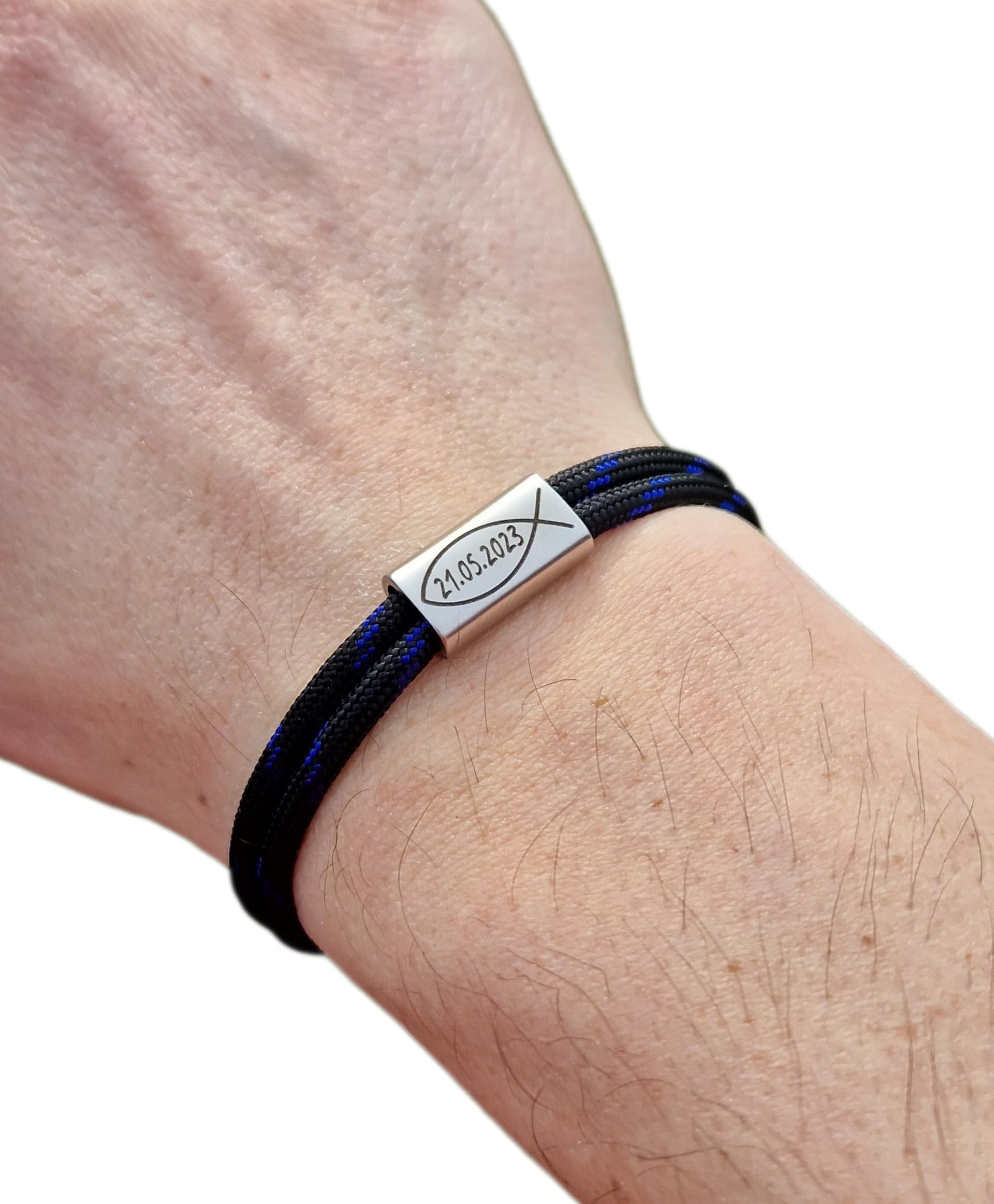 Gravur Armband Fisch, Taufe, Surfer Armband, personalisiertes Geschenk, Edelstahl, Schmuck, Familie, Kommunion, Muttertag, Konfirmation