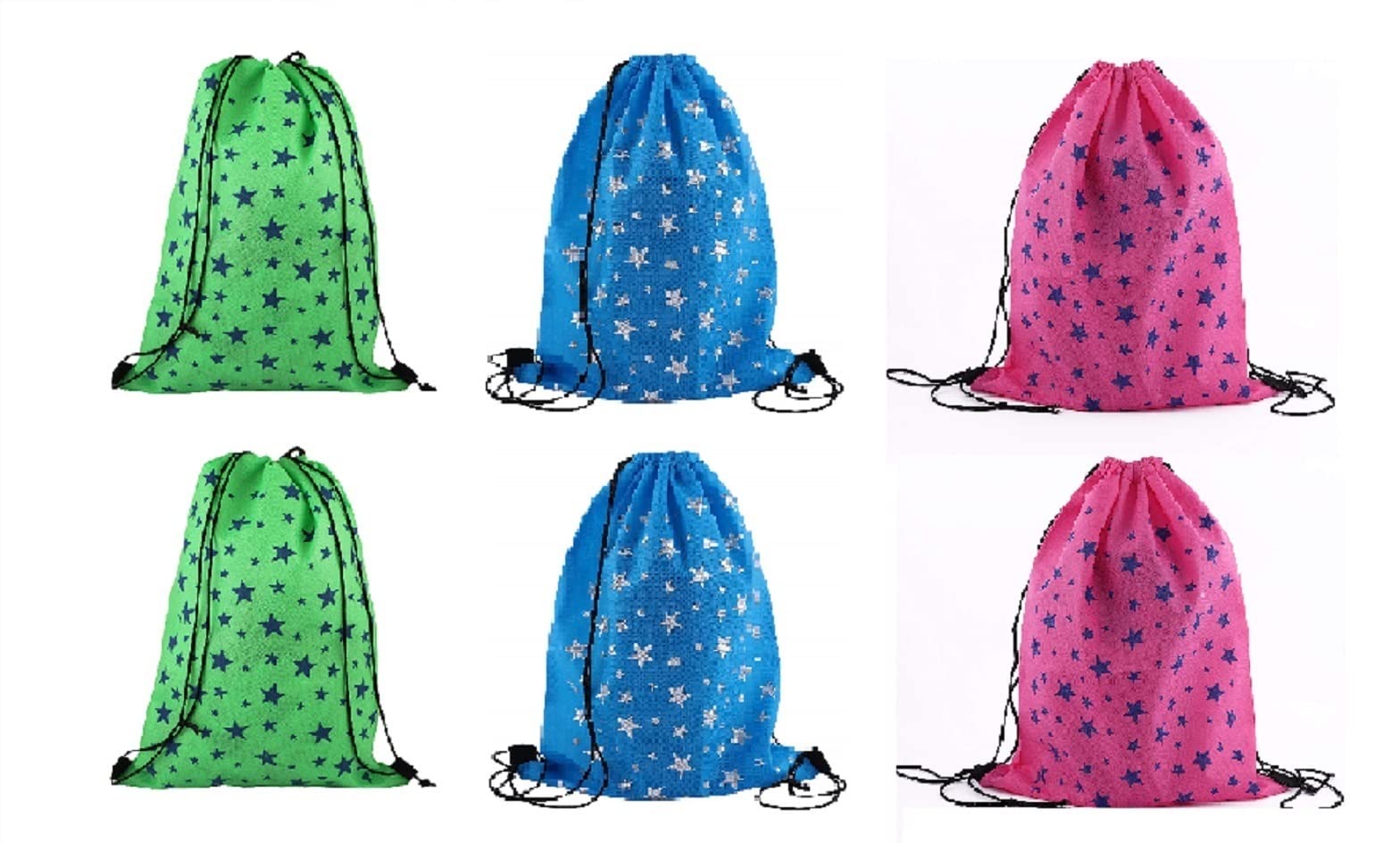 Demoda Printed Birthday Party Return Gift Pithu Bags/Haversack Bags For Kids - Pack of 6-2 Blue,2 Pink, 2 Green