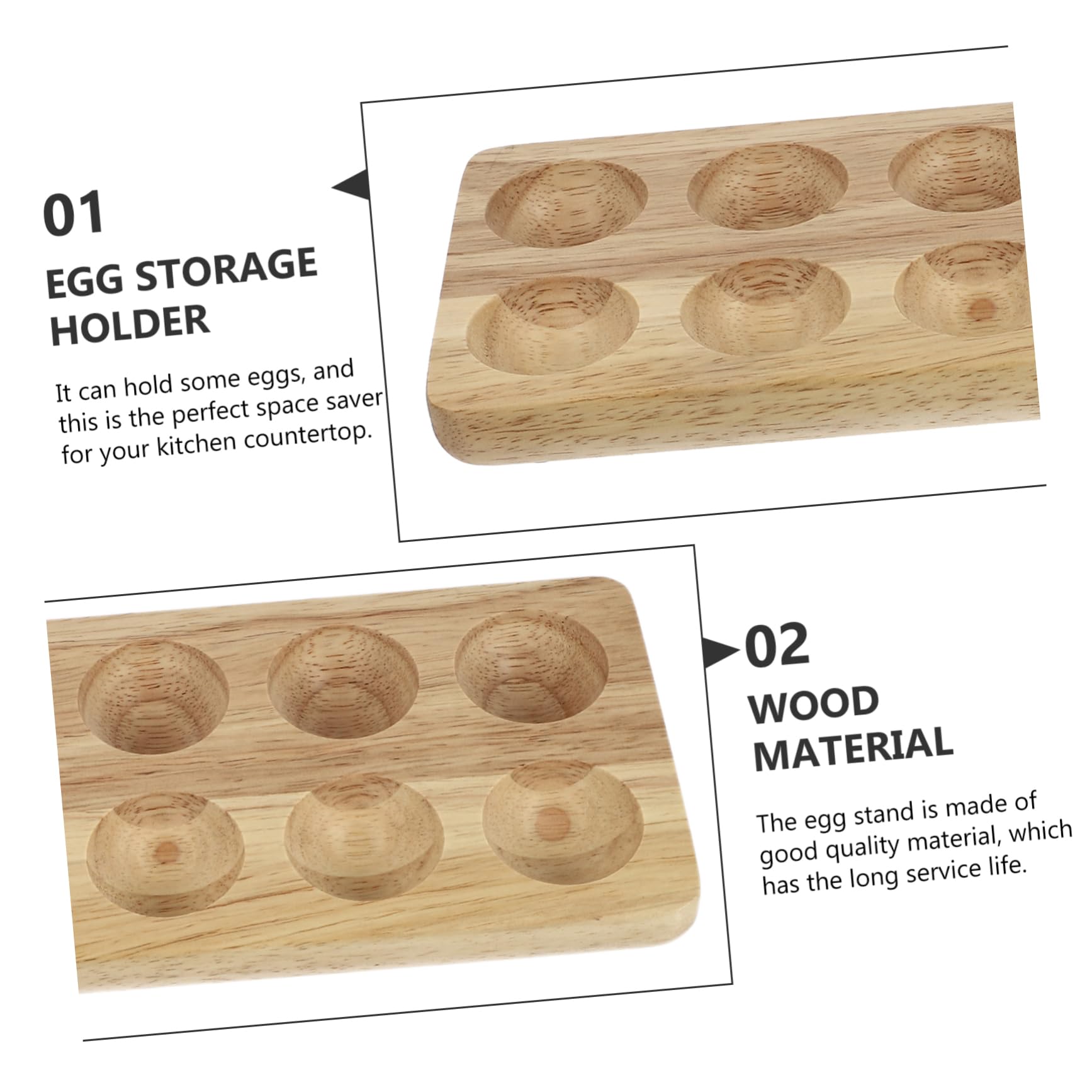 Gatuida Bandeja De Madera Para Huevos Cocinas Soporte De Cocina Para Guardar Huevos Recipiente De Madera