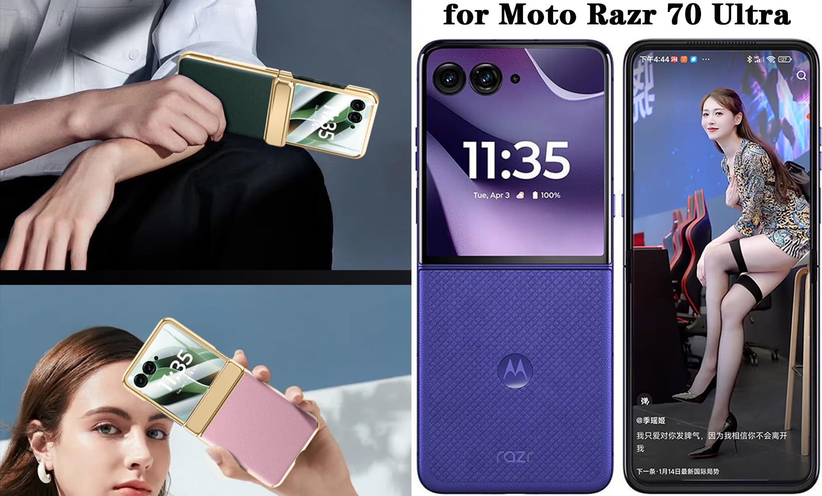 Custodia in Pelle per Motorola Moto RAZR 70 Ultra. Fondina per Telefono Cellulare Moto RAZR Ultra 2026, Cover -Nero