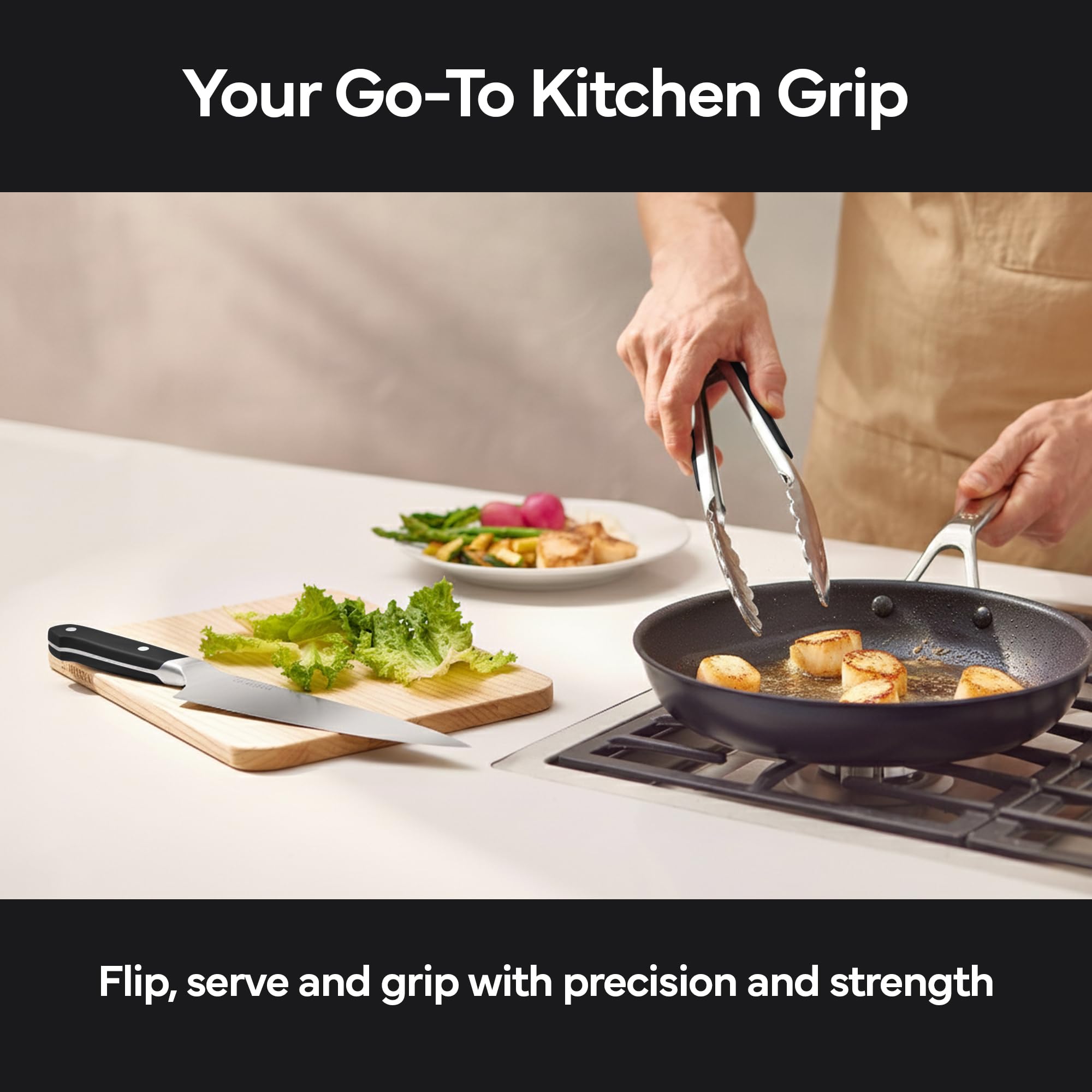 Misen Pinze per cucina e servizio – Pinze da cucina in acciaio inox – Pinze per servire cibo – 30,5 cm – Nero