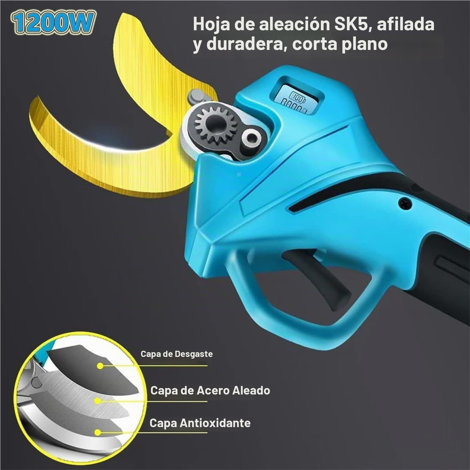 Tijeras de podar eléctricas 4 en 1 mejoradas, mini motosierra inalámbrica de 8 pulgadas con pértiga de extensión de 125-220 cm y 2 baterías de 1,3 Ah, podadora de ramas y ramas