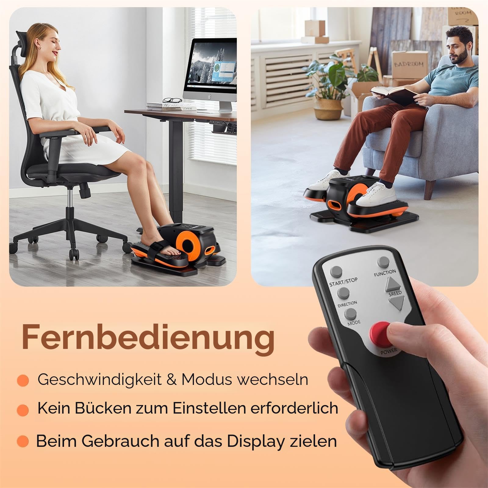 Morelax Mini Ellipsentrainer, Untertisch Elektrischer Crosstrainer, Leiser Pedaltrainer mit Fernbedienung, 12 Geschwindigkeiten