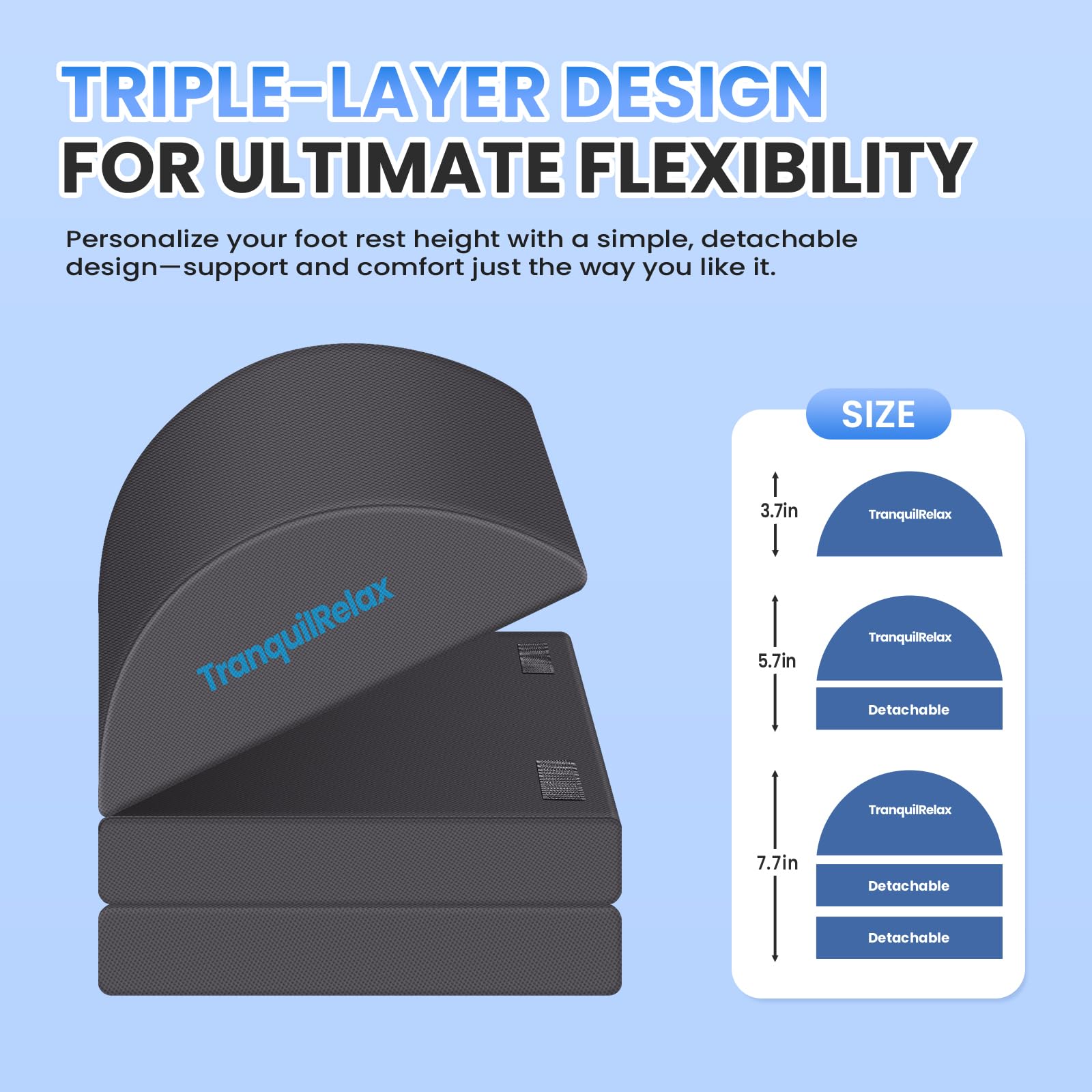 TranquilRelax Reposapiés para debajo del escritorio en el trabajo, accesorios de juegos, taburete con 3 alturas ajustables y funda lavable, cómodos accesorios de escritorio de oficina, reposapiés para