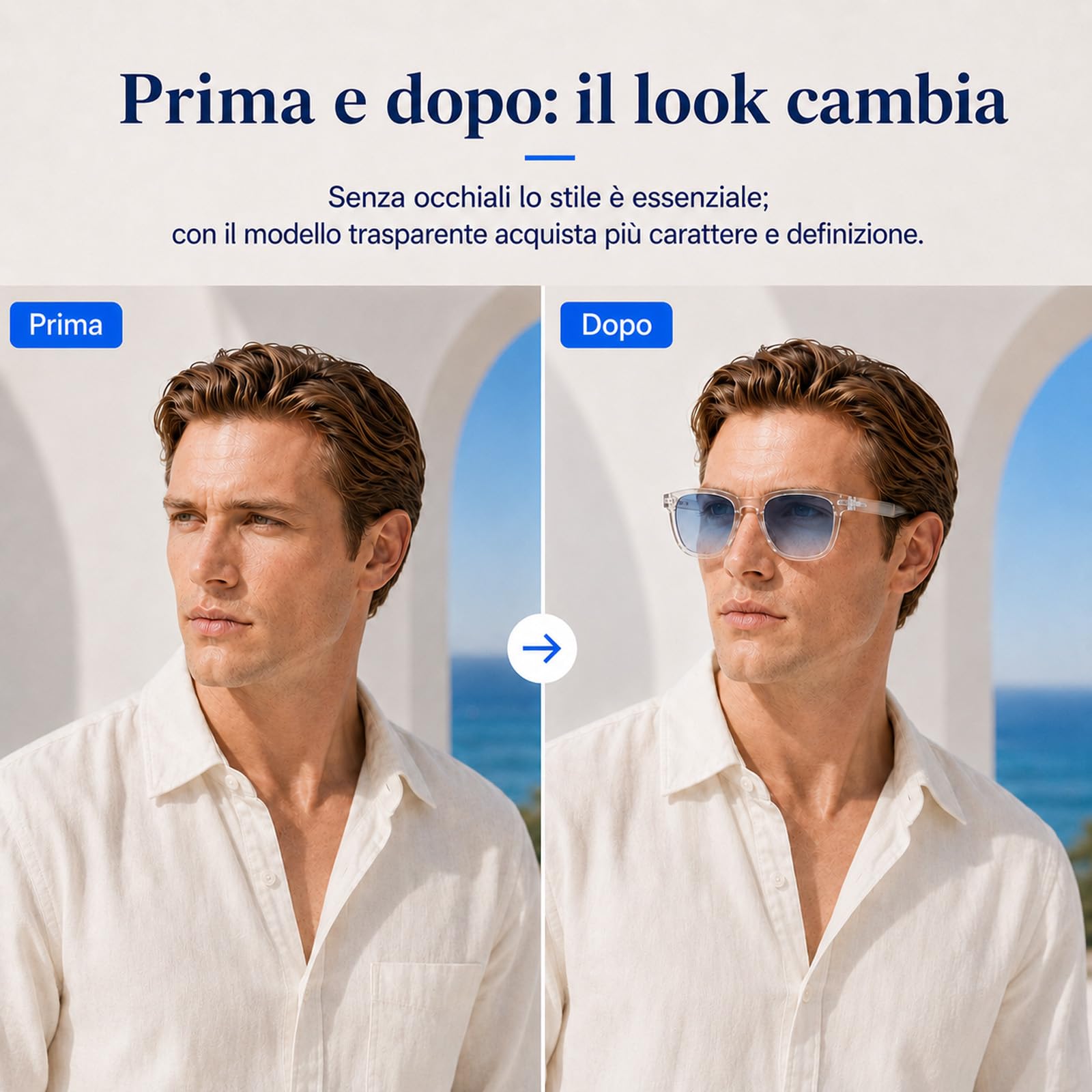 MarcoMoretti Occhiali da Sole UV400 Lenti Blu Unisex