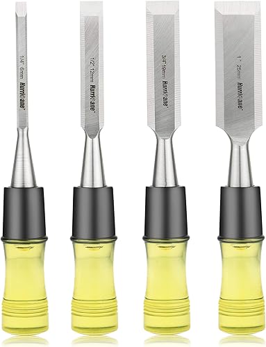 Miniatura 2 de Juego de 4 cinceles de madera, cincel de madera de PVC de alto impacto, con cincel de madera de combinación de 3 piezas y juego de limas de madera