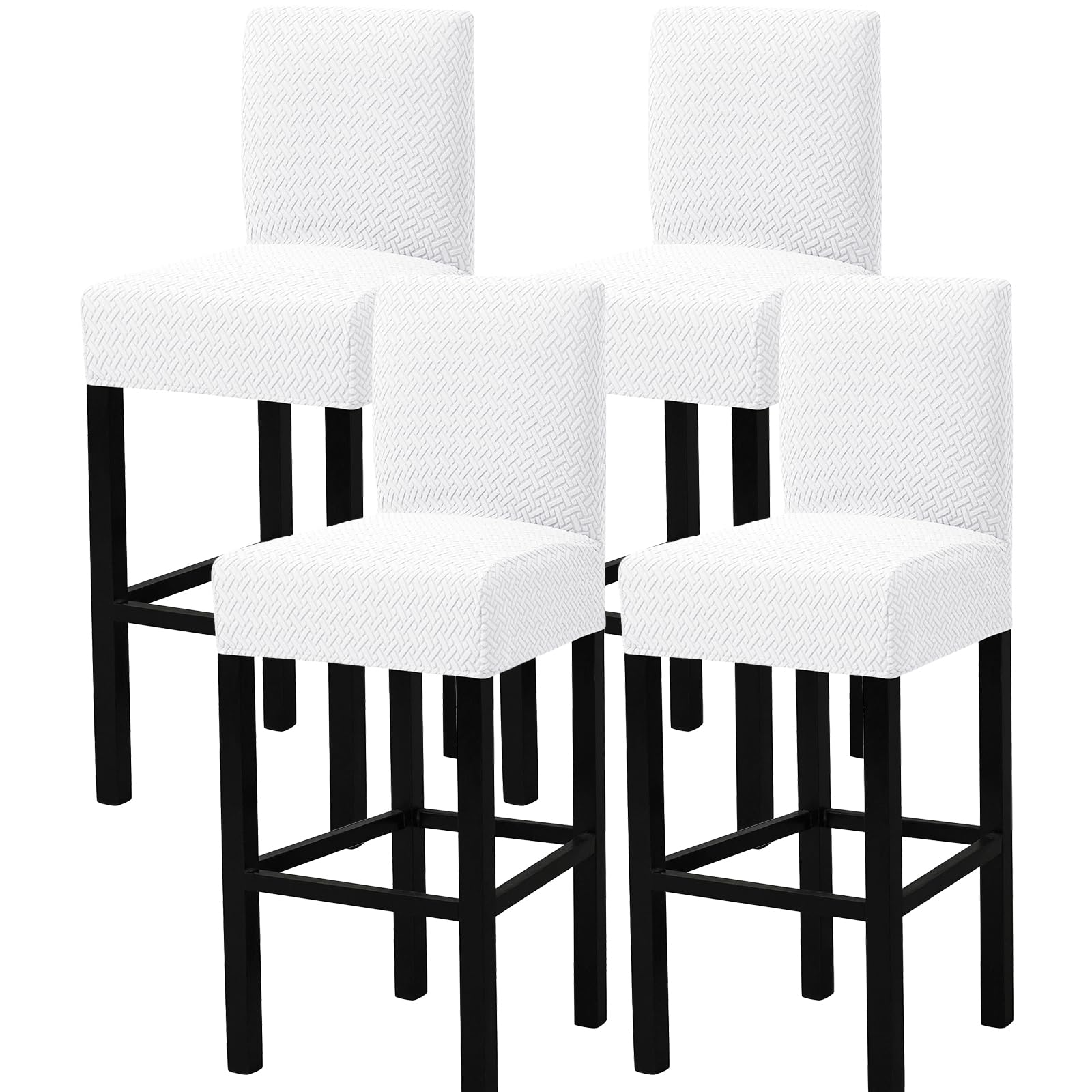 Gollense Bar Stool Covers Set of 4 Stretch Jacquard Barstool Slipcovers Washable Dining Chair Seat Covers with Back Removable Pub Counter Tall Chair