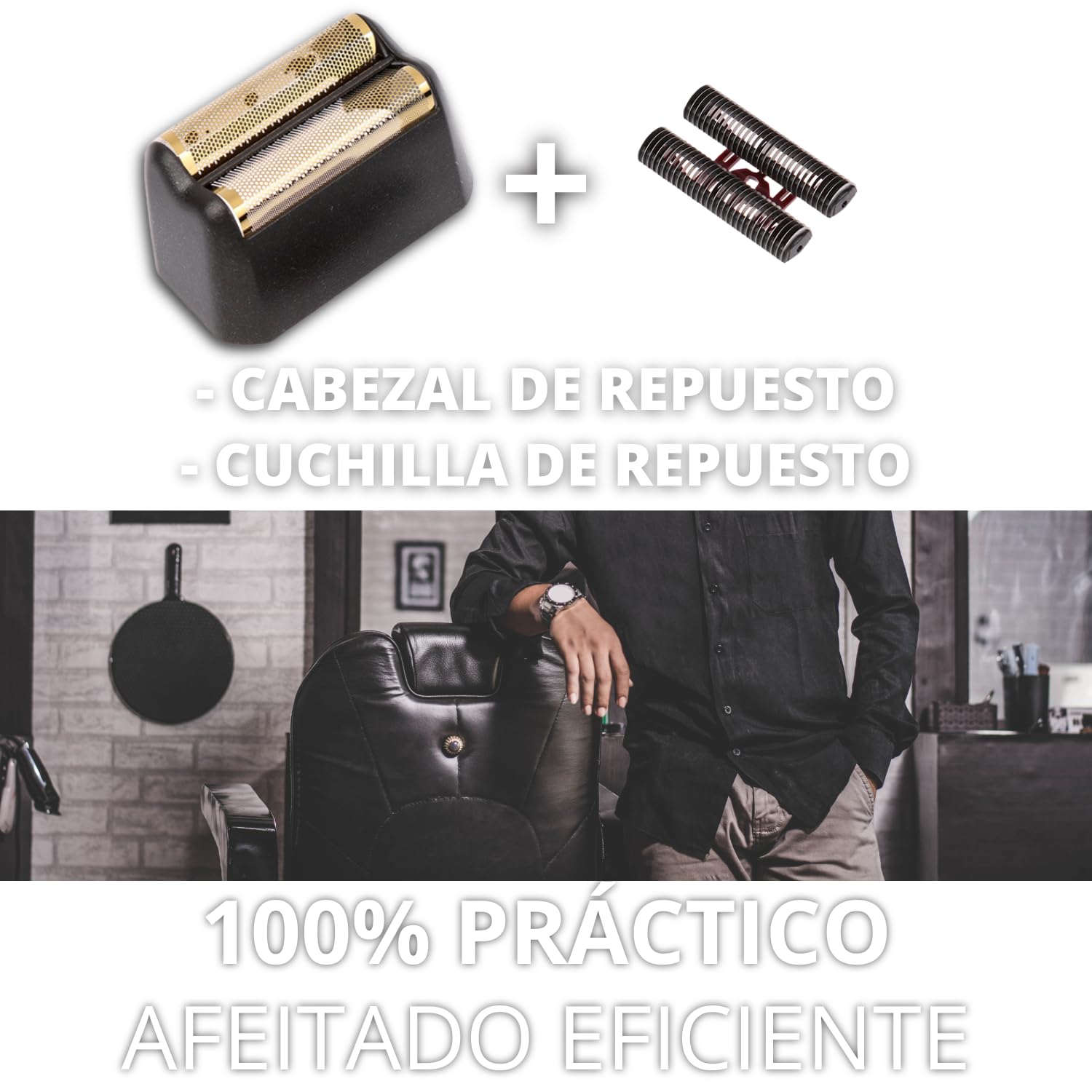 Cabezal de Repuesto x1 Compatible Con Afeitadora Profesional Wahl Shaver Professionnel 7031-100/7043-10 Repuestos de Peluquería Afeitado Pelo de Hombre Barba Cuchilla de Repuesto Para Maquina Barberia