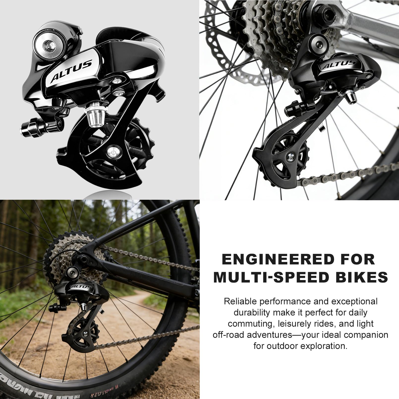 VERKSTAD Dérailleur arrière Altus RD-M310 7/8 vitesses à montage direct pour VTT, route, tourisme, vélo de banlieue, vélo électrique
