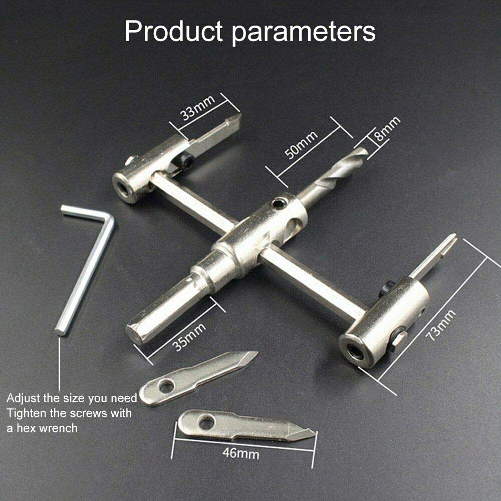 Adjustable Hole Cutter Circle Hole Saw Drill Bit Round Cutting Wood Cutter 40-200mm - Image 4