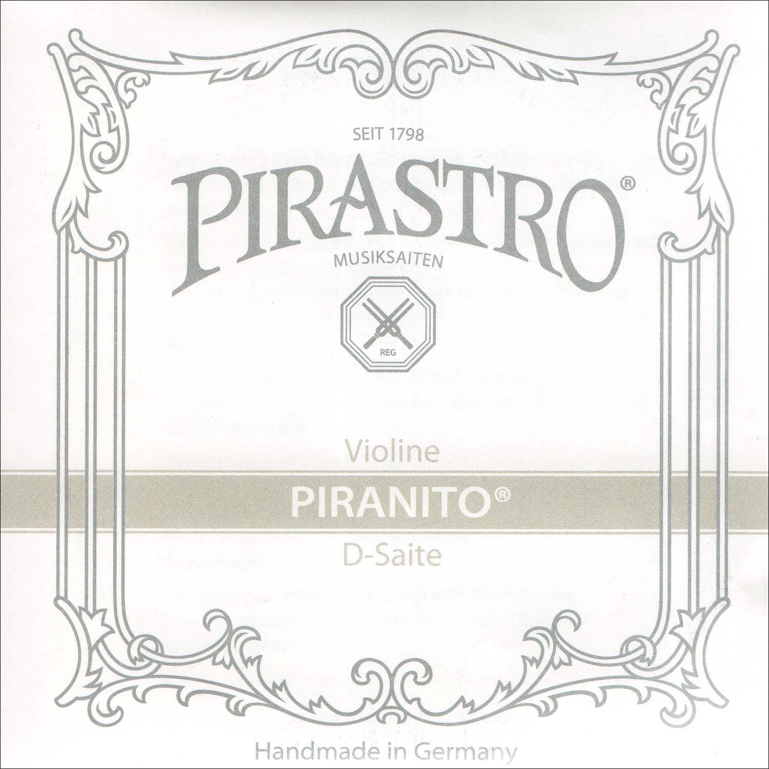 Pirastro Piranito 1/8-1/4 Violin D String - Chromesteel/Steel - Medium Gauge - Ball End