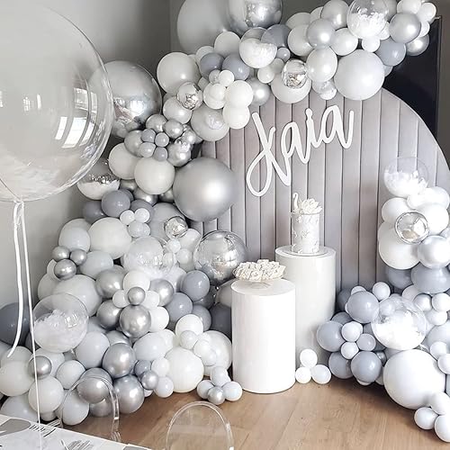 Miniatura 8 de 105 globos metálicos plateados de 12 pulgadas, globos de látex para fiesta de cumpleaños, graduación, baby shower, boda, aniversario, Año Nuevo,