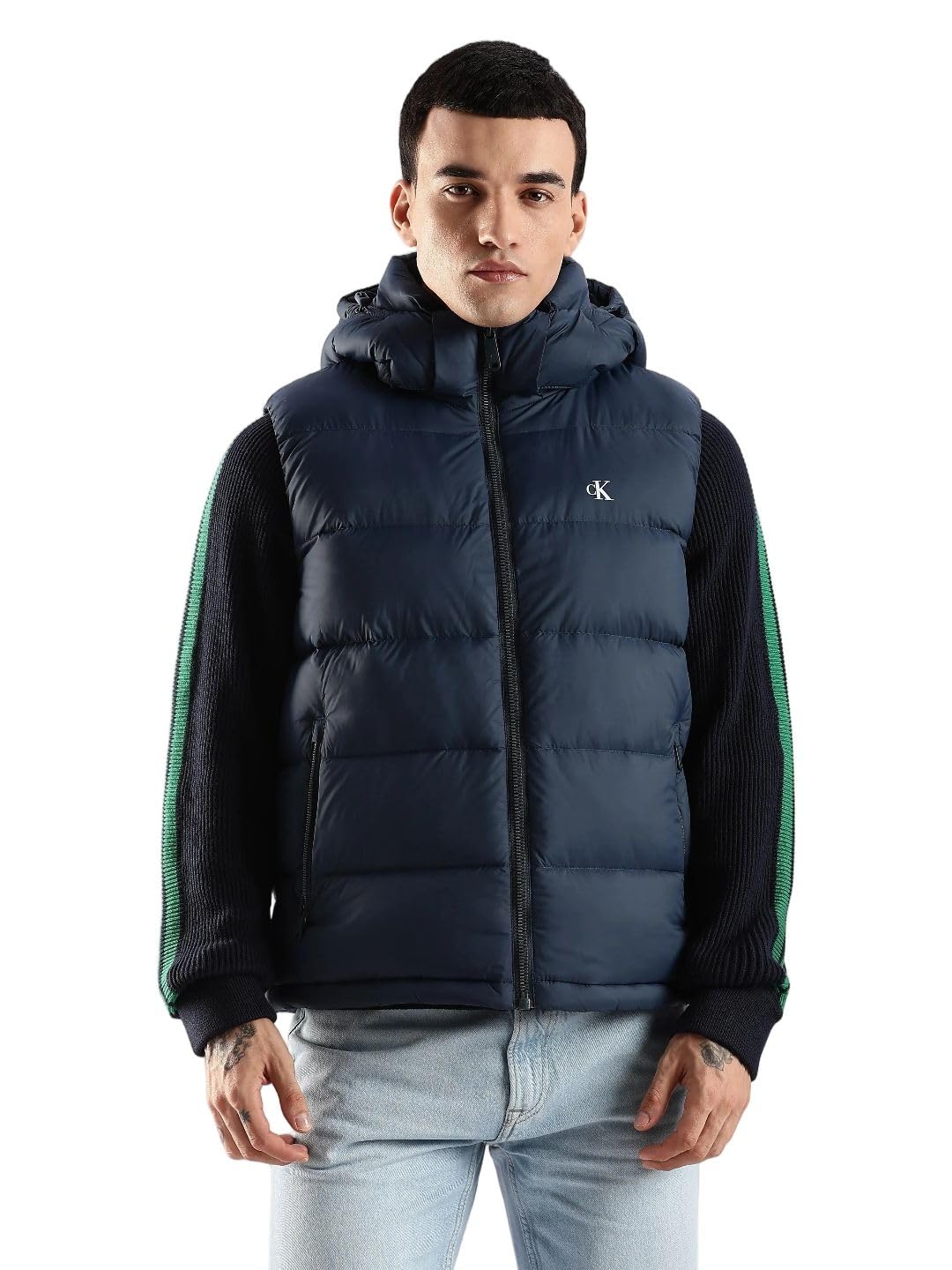 Solid regular fit nylon jacket-image-7