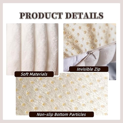 Miniatura 5 de Funda de puf otomano sin relleno suave, asiento extra de almacenamiento, pufs bohemios cómodos de estilo granja, reposapiés de acento, 20x20x8