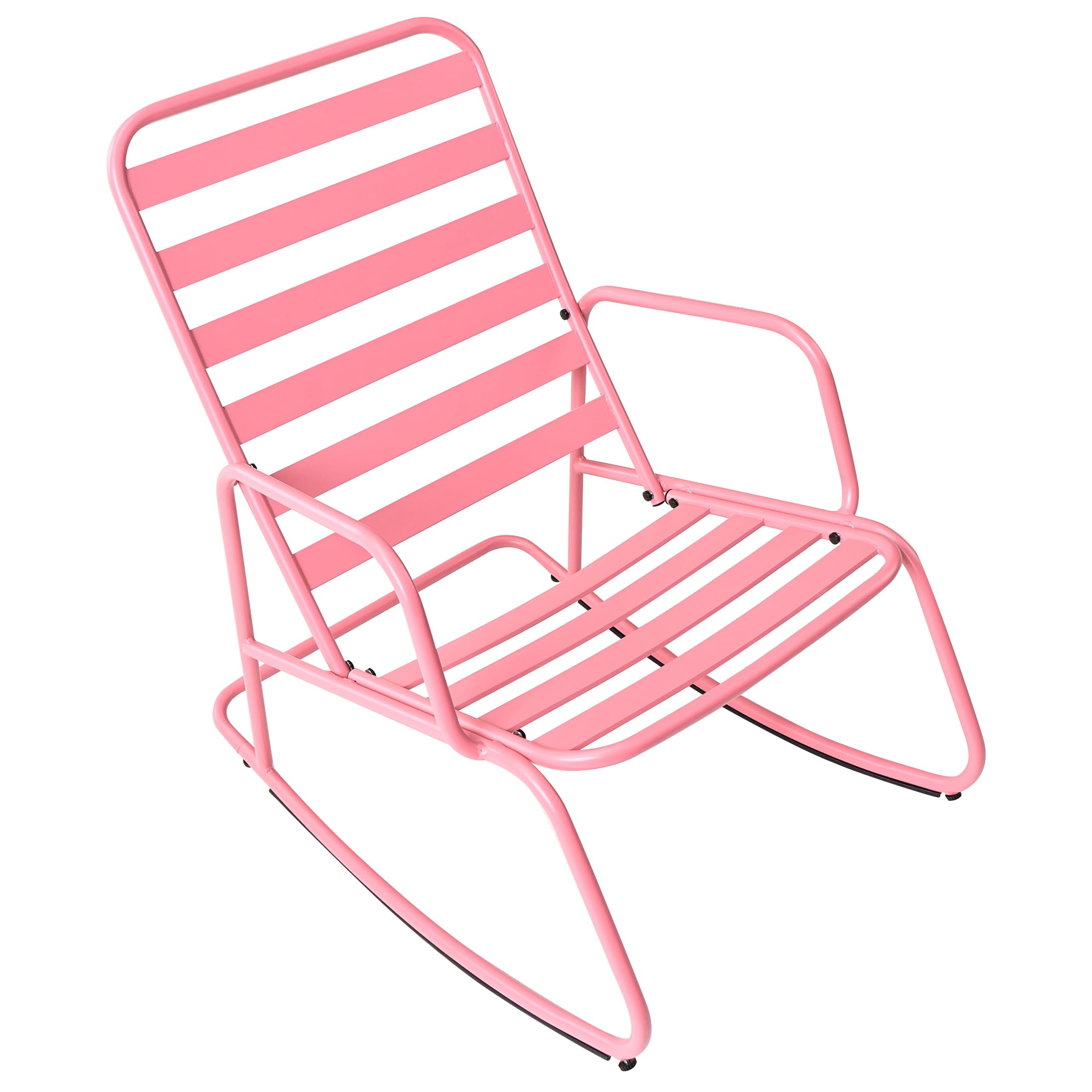 Beliani Sedia a dondolo da giardino moderna in metallo Design a doghe per esterni Alluminio Rosa